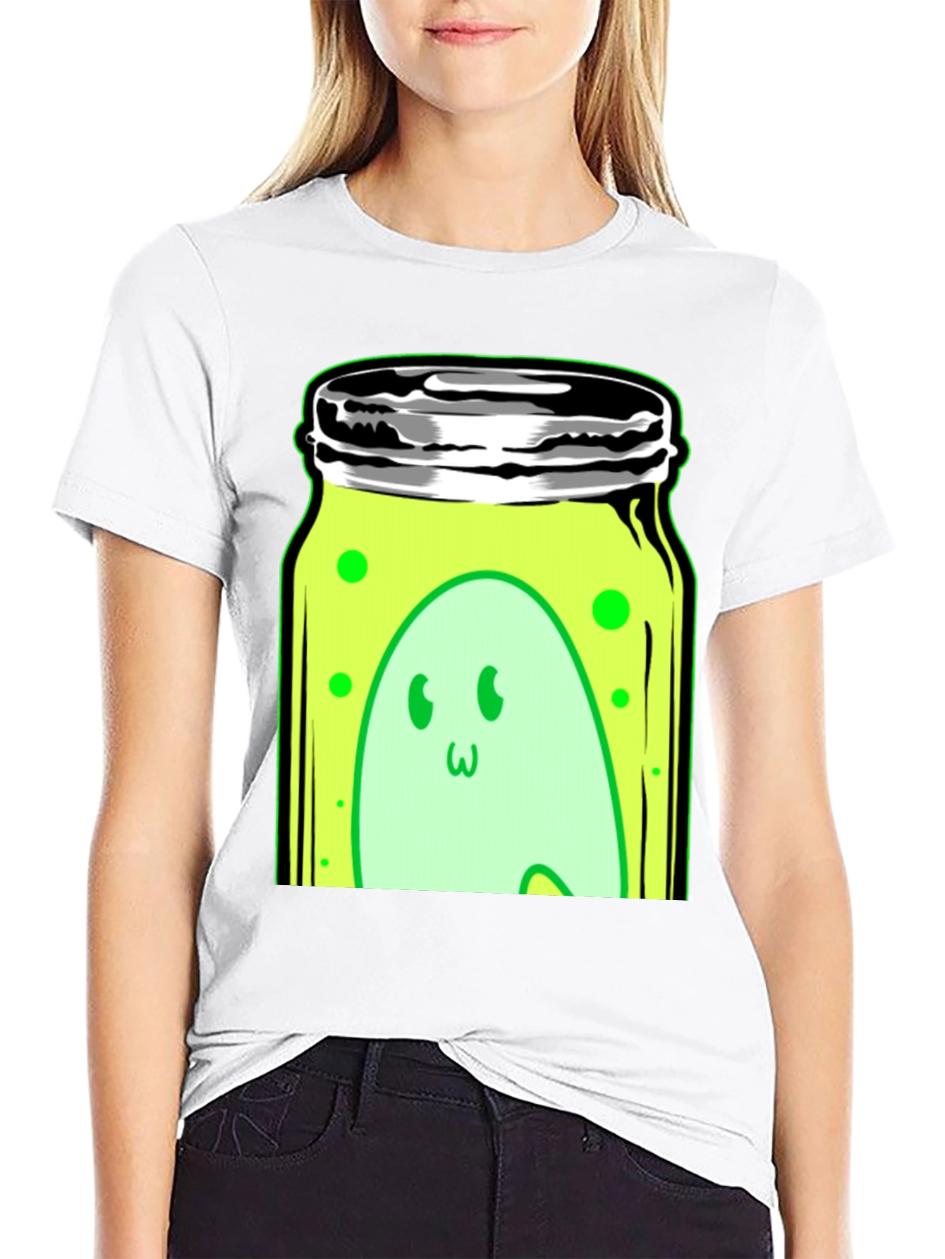 Black Ghost in a Jar Graphic Tee - Black Cotton Blend view 9