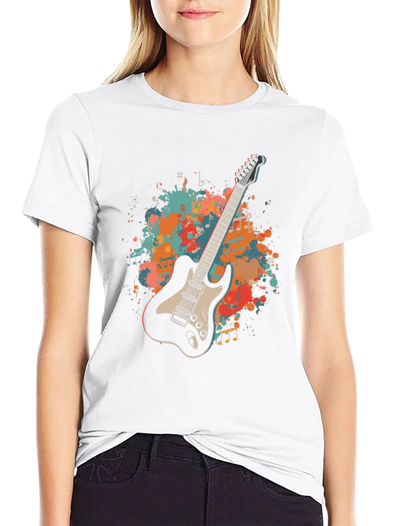 Black Guitar Graphic Tee - Music Lover's T-Shirt view 9