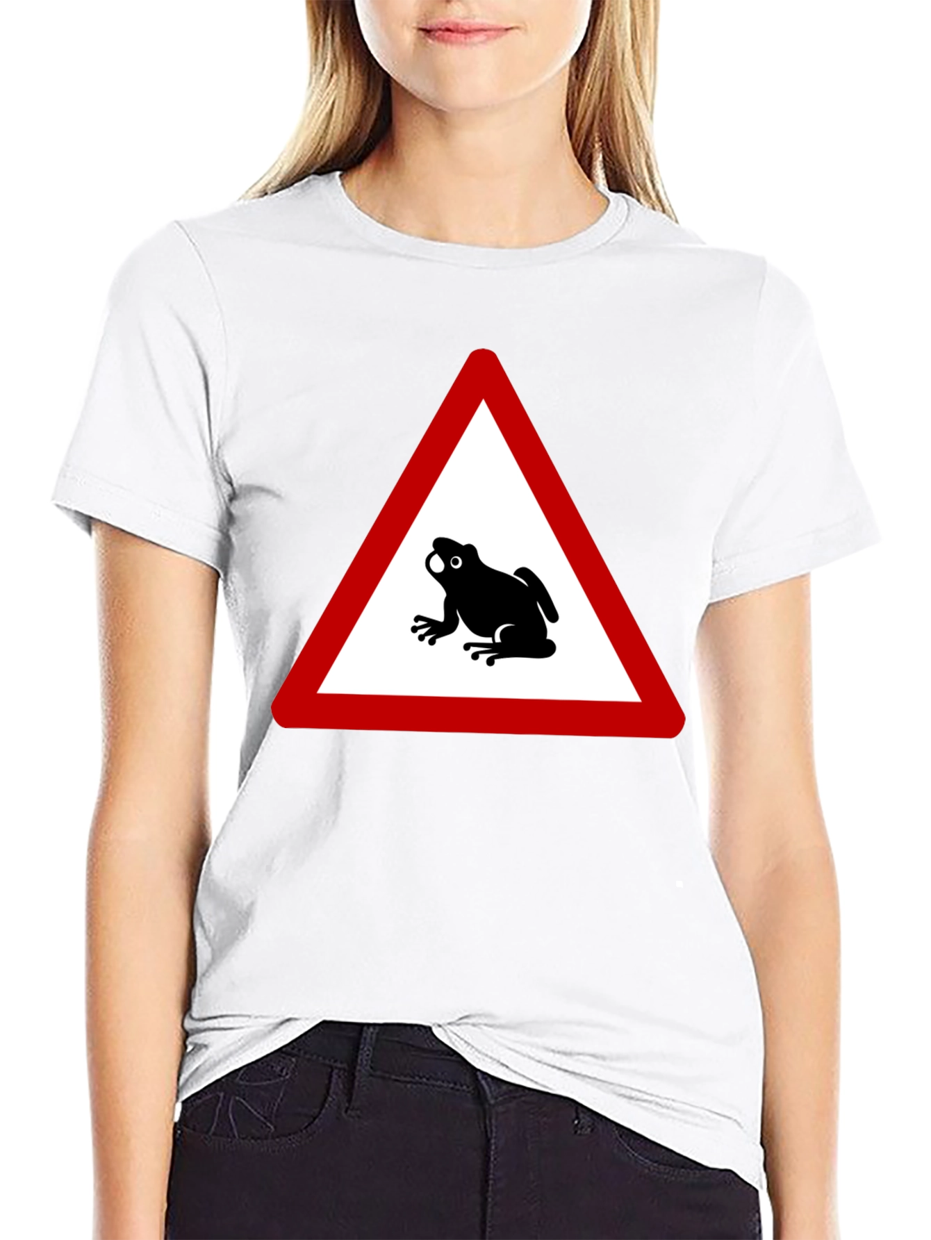 Black Frog Warning Sign Black T-Shirt view 9