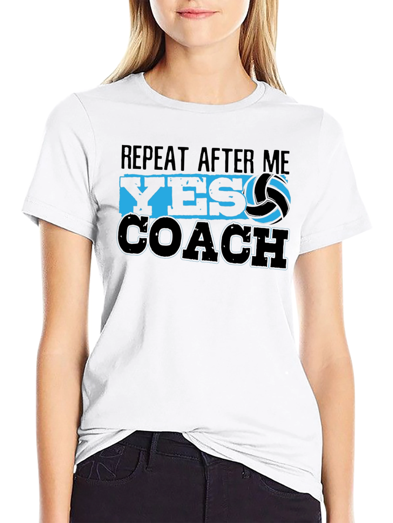 Black Volleyball Coach T-Shirt - Repeat After Me Yes Coach view 9