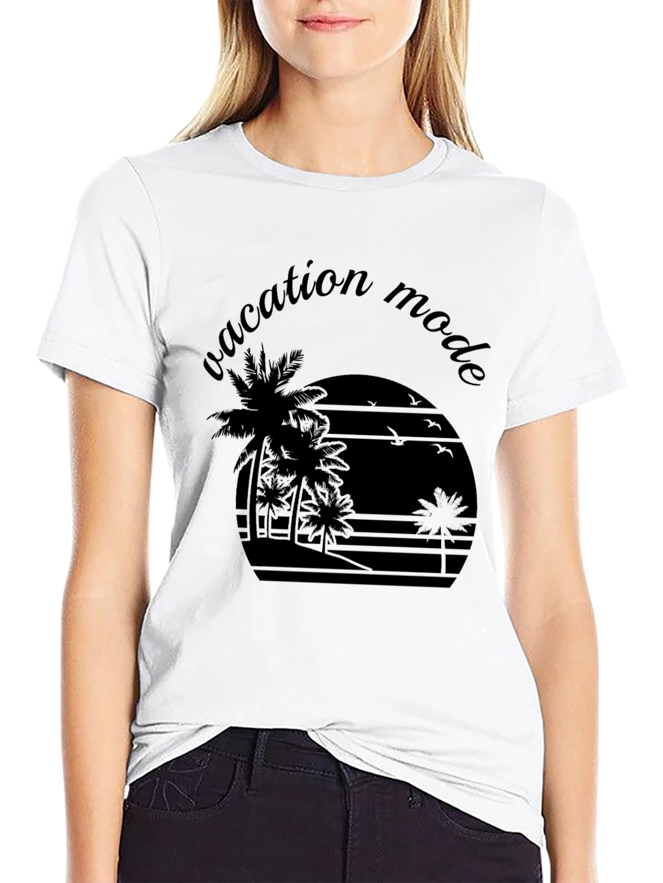 Black Vacation Mode T-Shirt - Palm Tree Graphic Tee view 9
