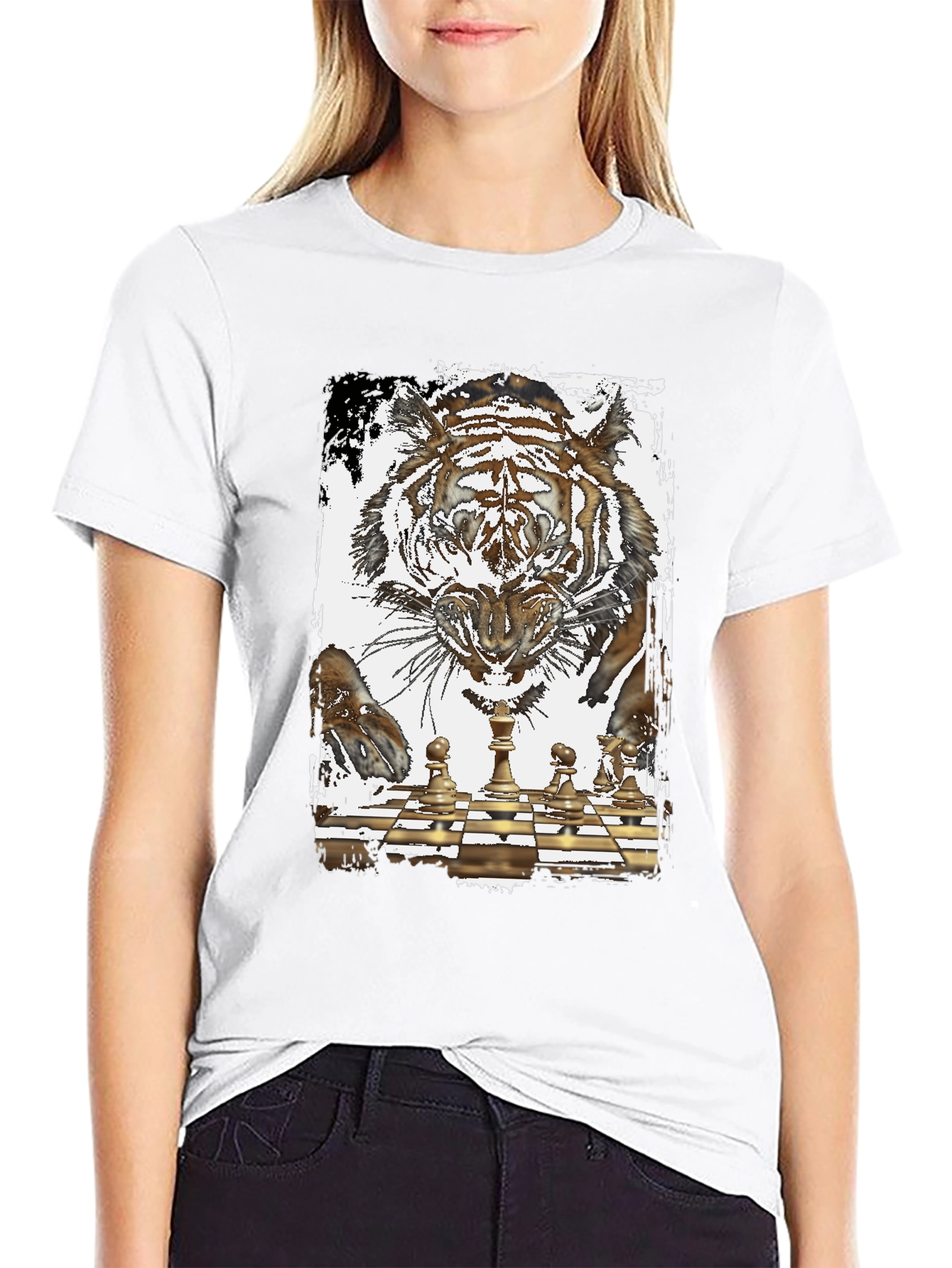 Black Tiger Chess Graphic T-Shirt view 9