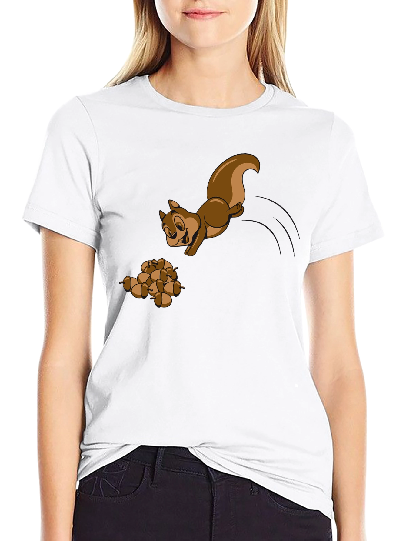 Black Squirrel and Acorns Graphic Tee - Black view 9