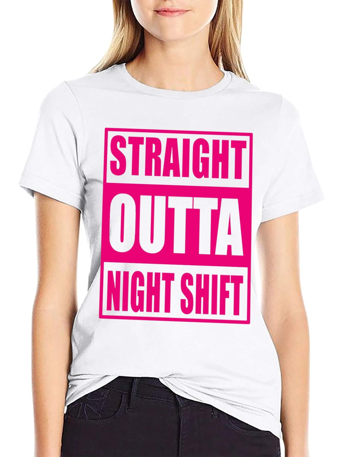 Black Straight Outta Night Shift Graphic Tee view 9