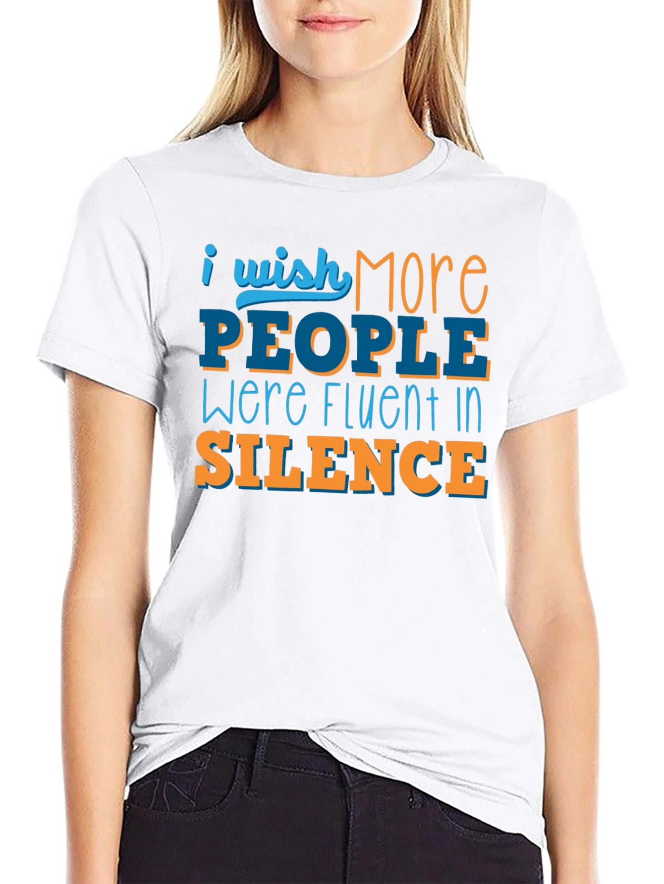 Black I Wish More People Were Fluent in Silence T-Shirt view 9