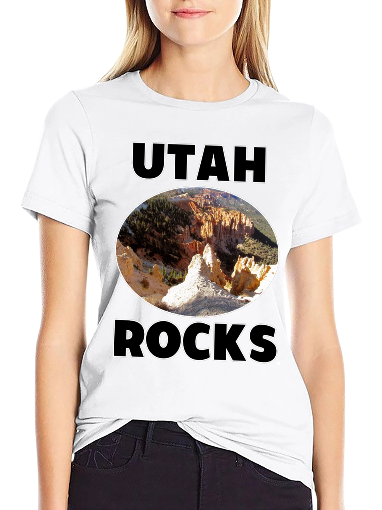 Black Utah Rocks T-Shirt - Black Cotton Graphic Tee view 9