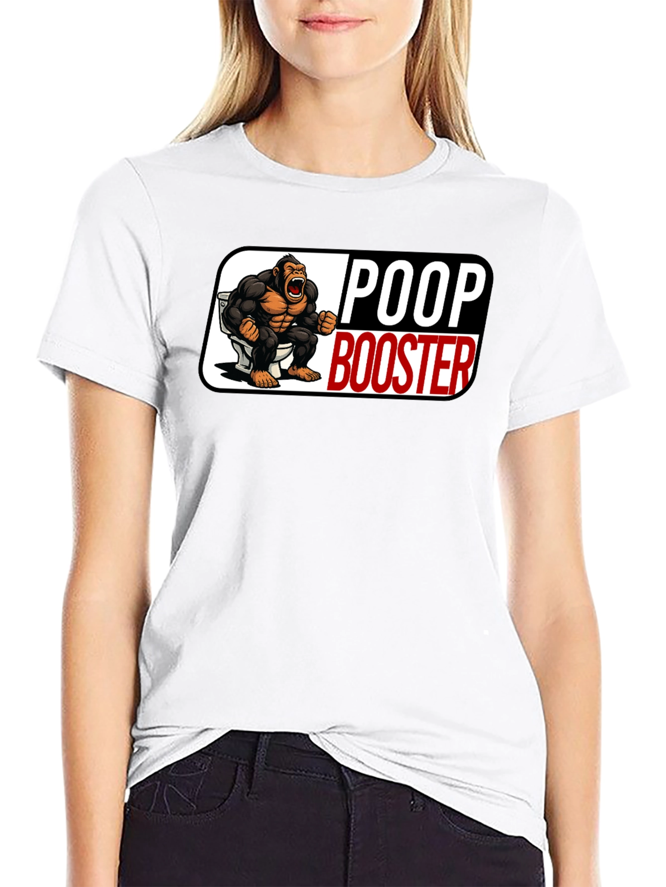 Black Poop Booster Gorilla Graphic T-Shirt view 9