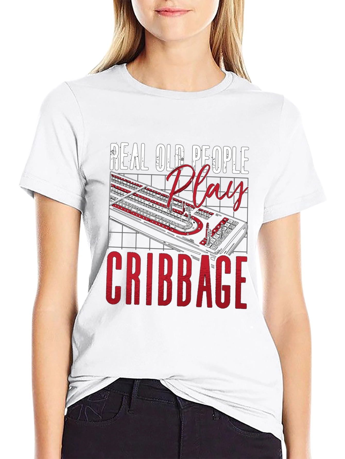 Black Real Old People Play Cribbage T-Shirt view 9