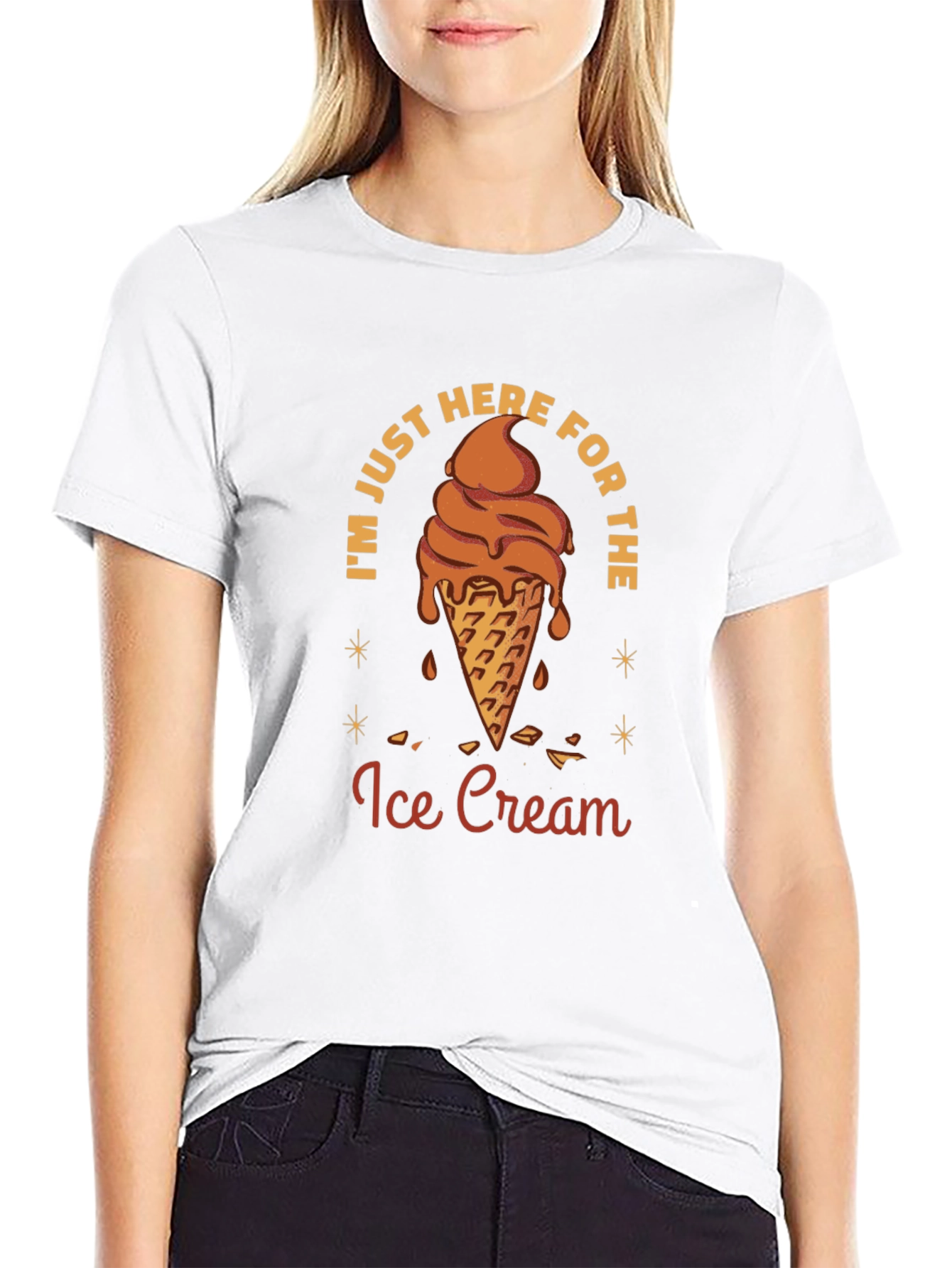 Black Ice Cream Lover Graphic Tee - "Just Here For The Ice Cream" view 9