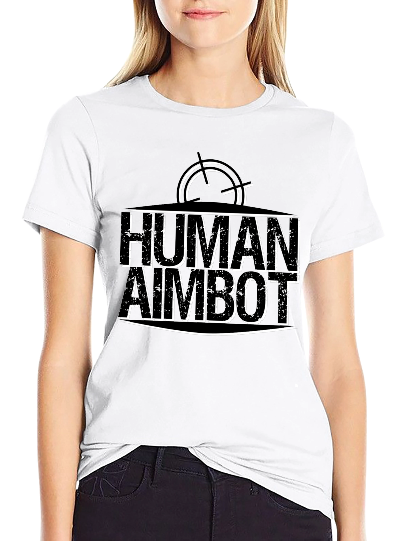 Black Human Aimbot T-Shirt Funny Gamer Tee view 9