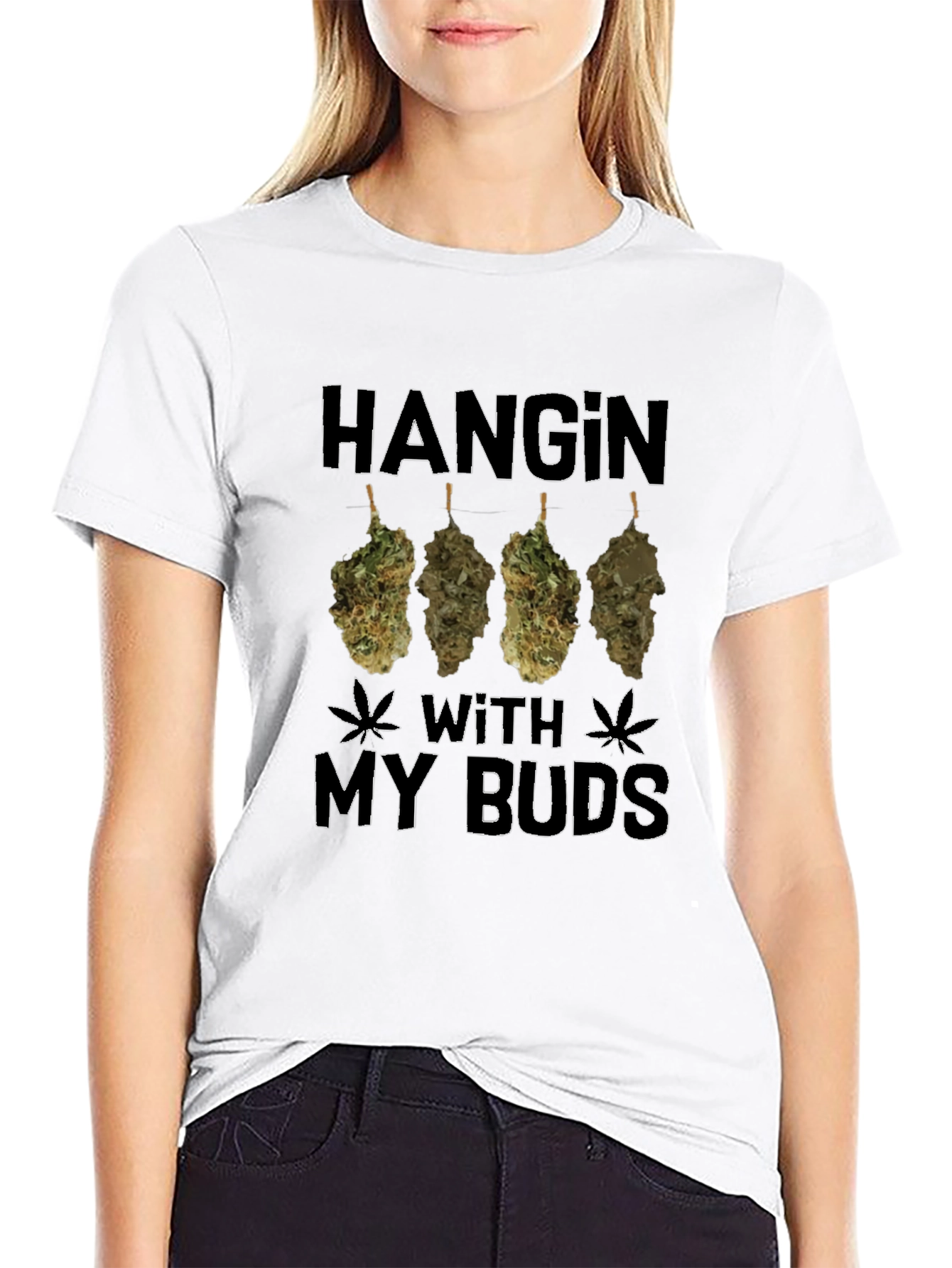 Black Hanging With My Buds Graphic Tee - Marijuana Theme view 9