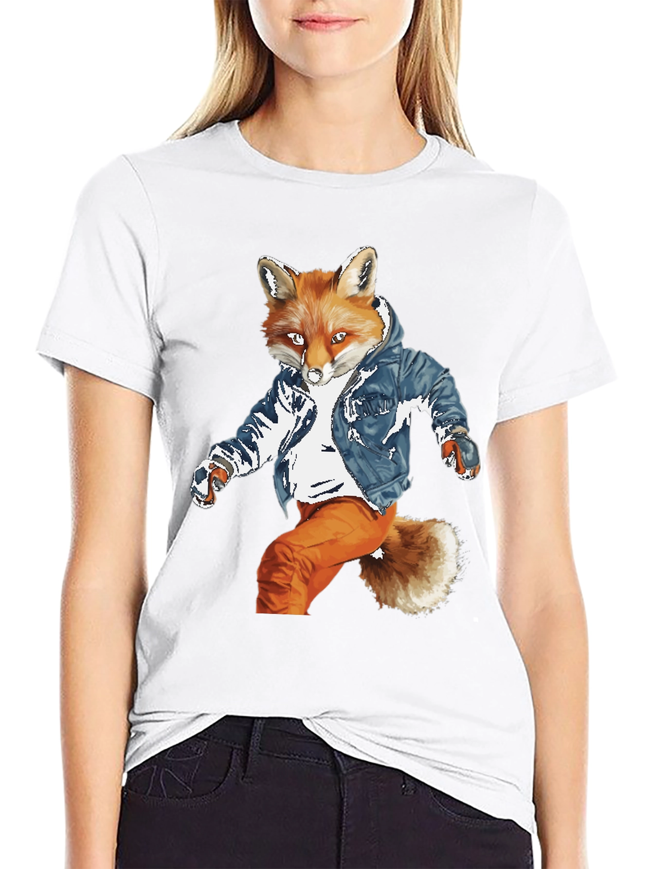 Black Cool Fox Graphic Tee - Urban Style view 9