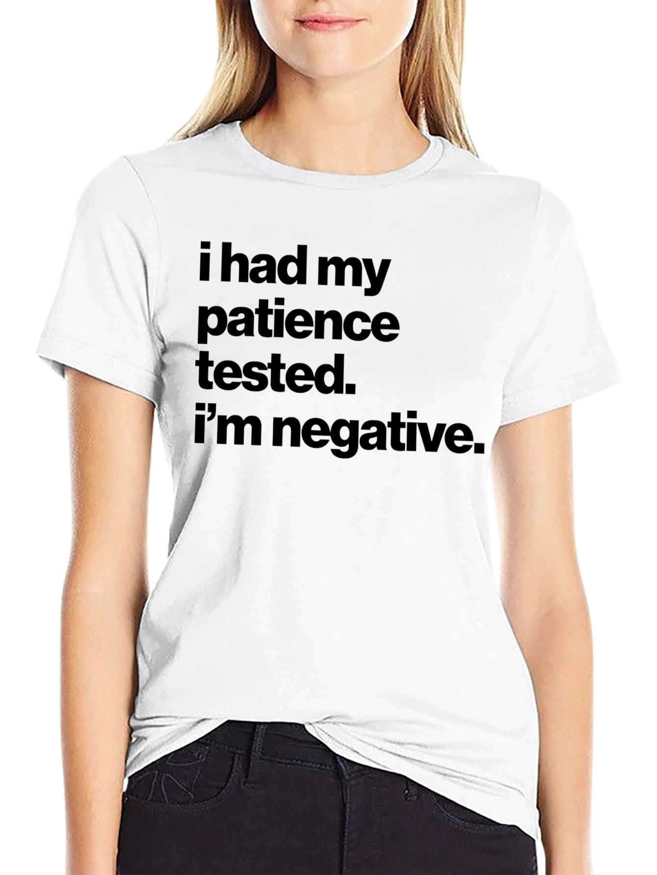 Black Funny Patience Tested Negative T-Shirt view 9
