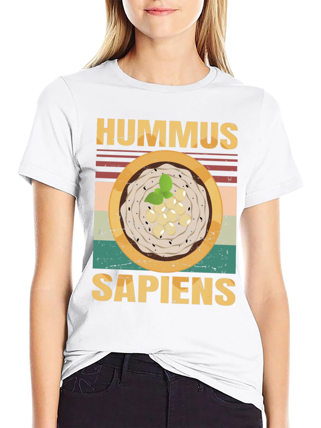 Black Hummus Sapiens Graphic Tee - Funny Food Lover's T-Shirt view 9