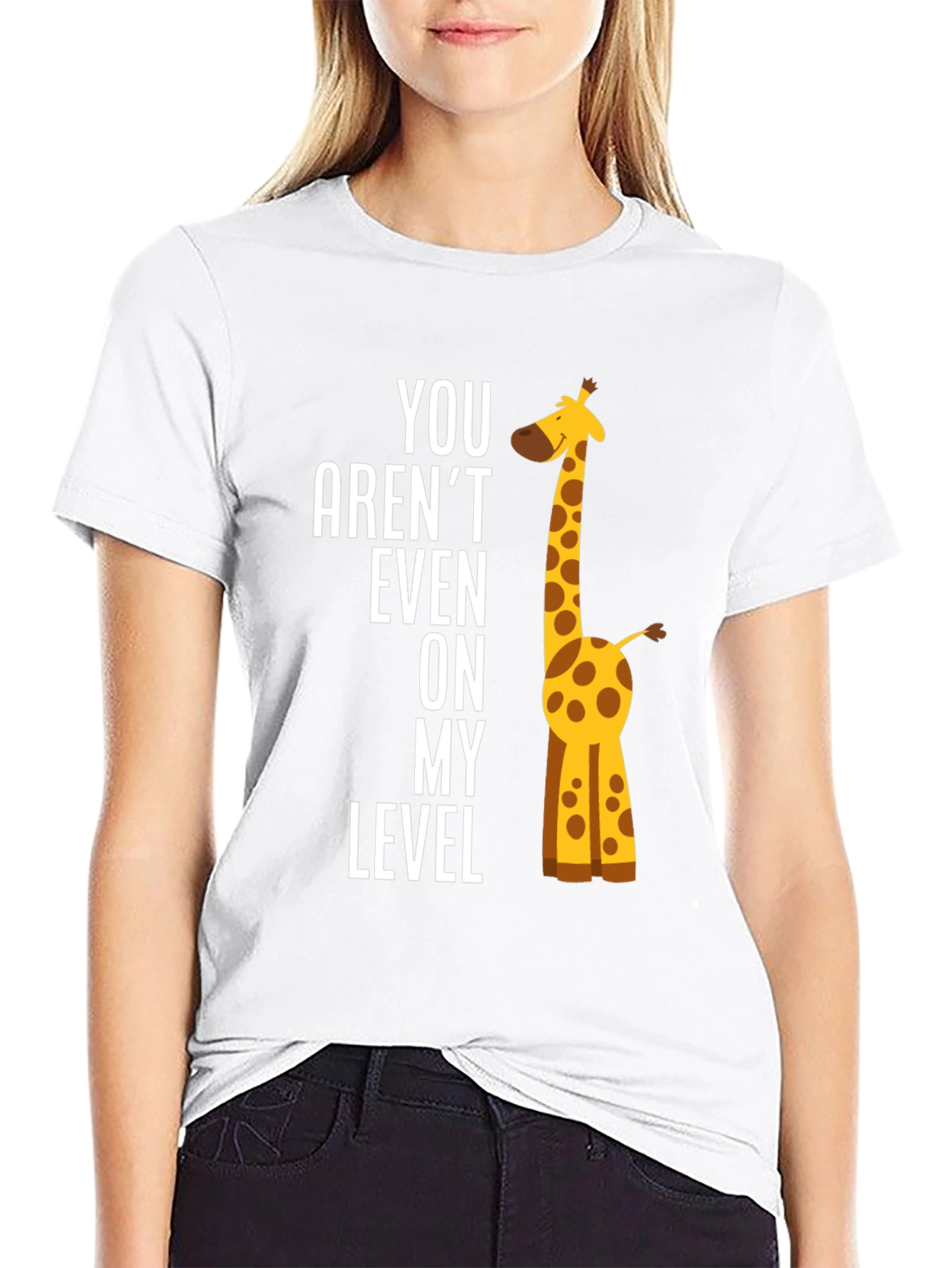 Black Funny Giraffe T-Shirt - "You Aren't Even on My Level" view 9