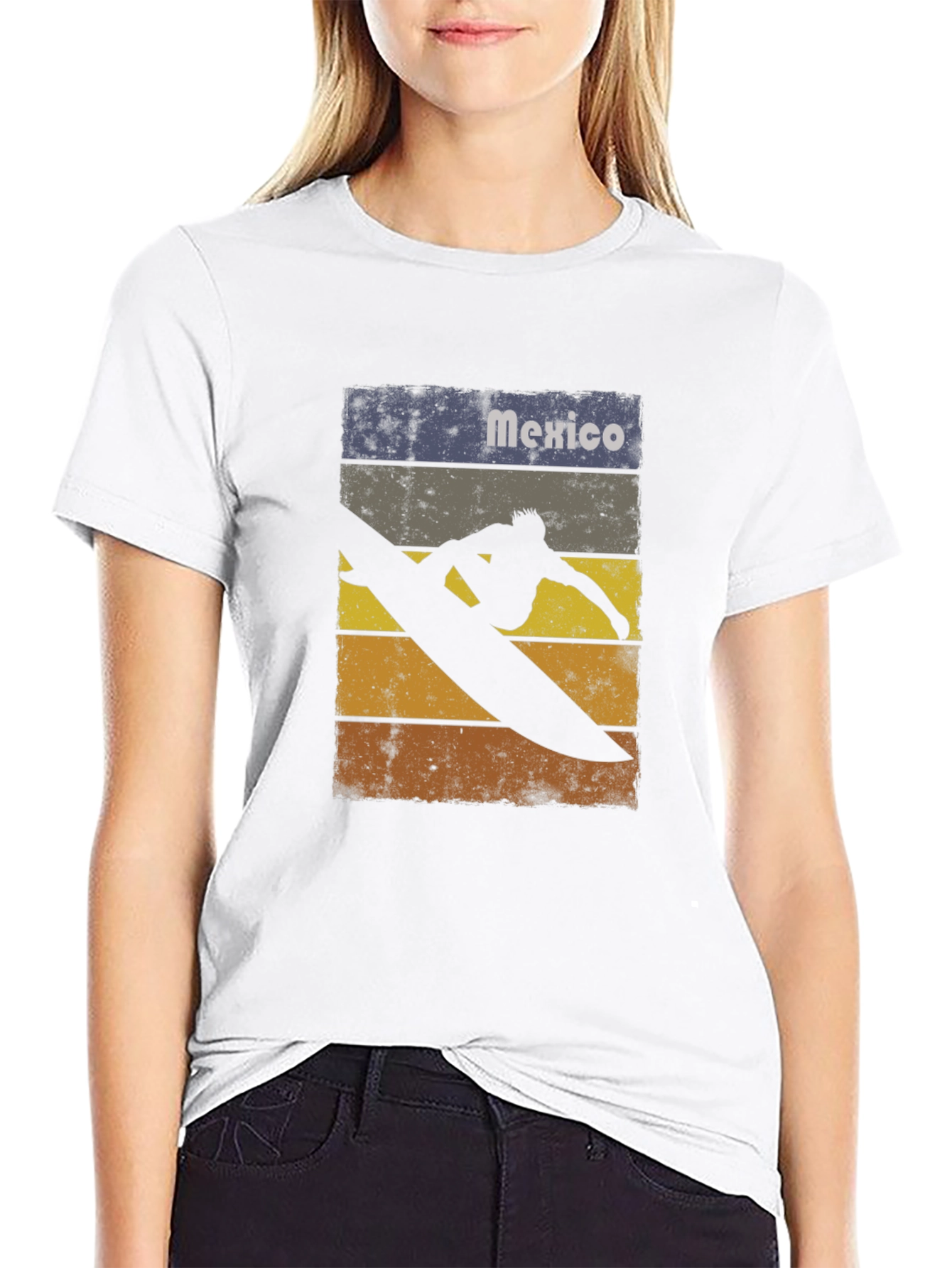 Black Mexico Surfing T-Shirt - Retro Style Black Tee view 9