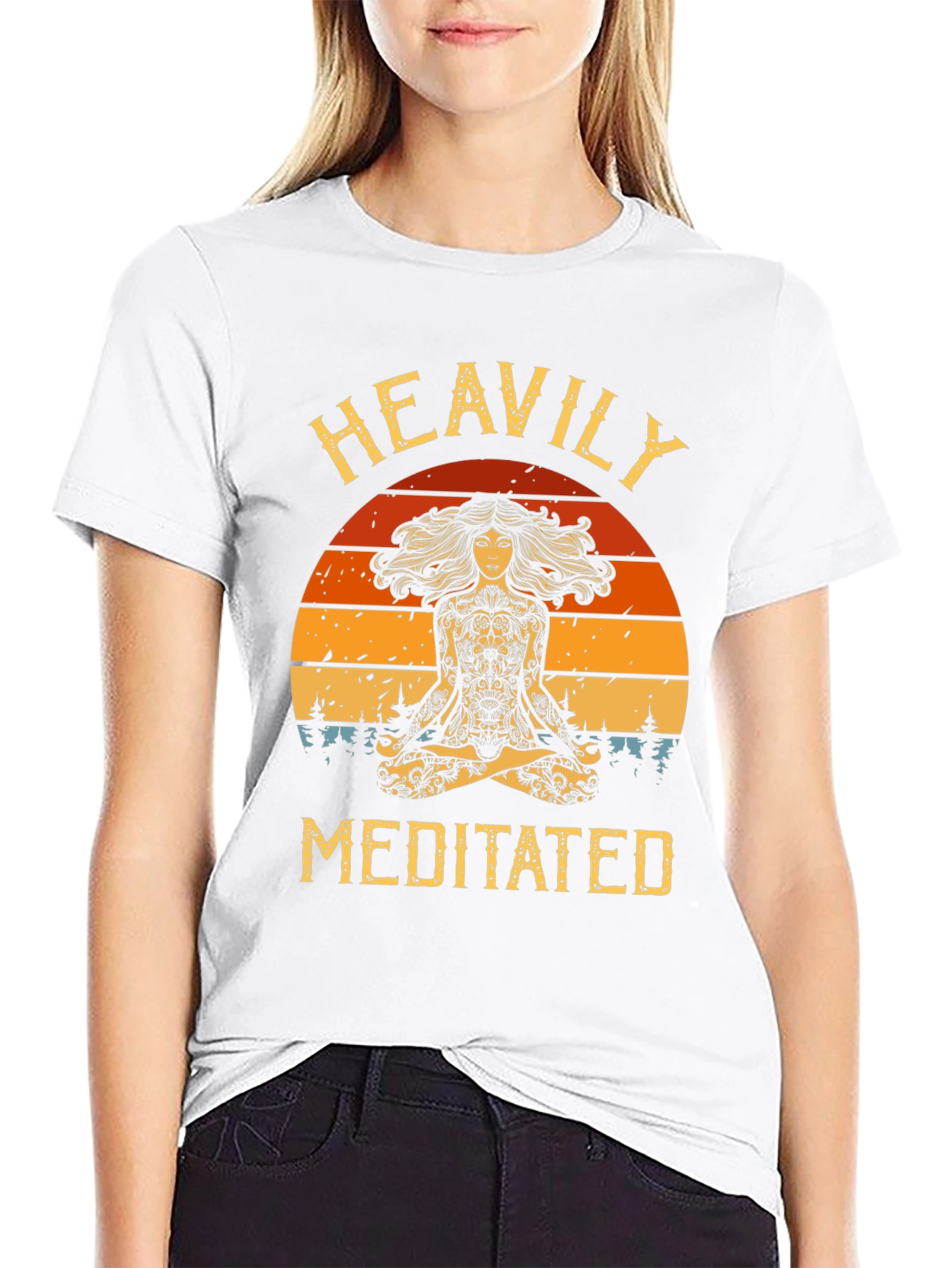 Black Heavily Meditated Graphic Tee - Yoga Meditation Shirt view 9