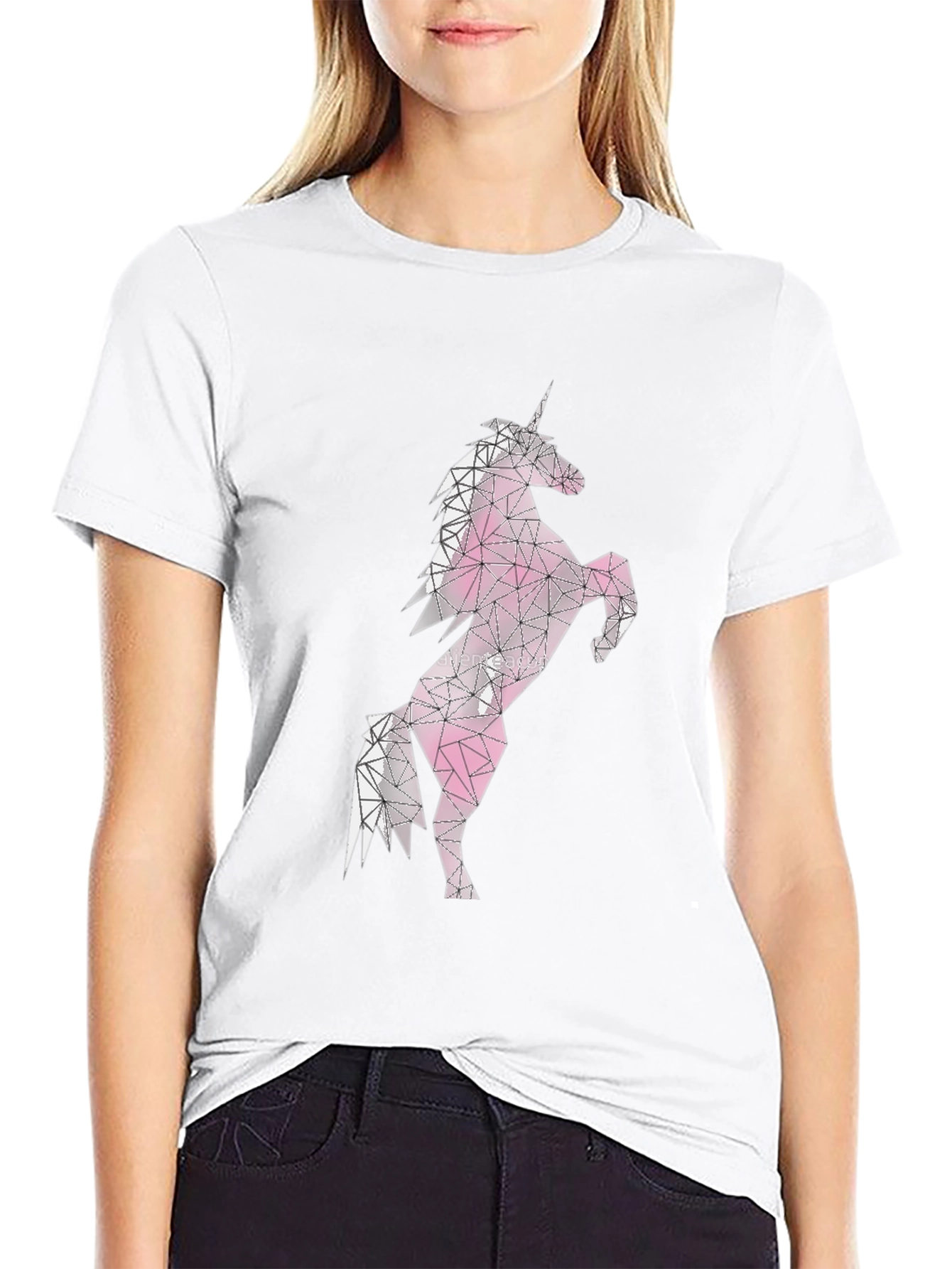 Black Geometric Unicorn Graphic Tee view 9