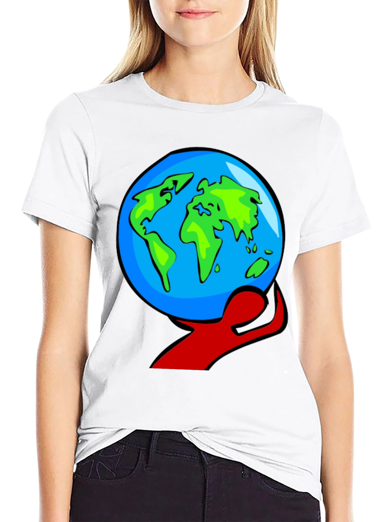 Black World in Hand Graphic Tee - Black Cotton T-Shirt view 9