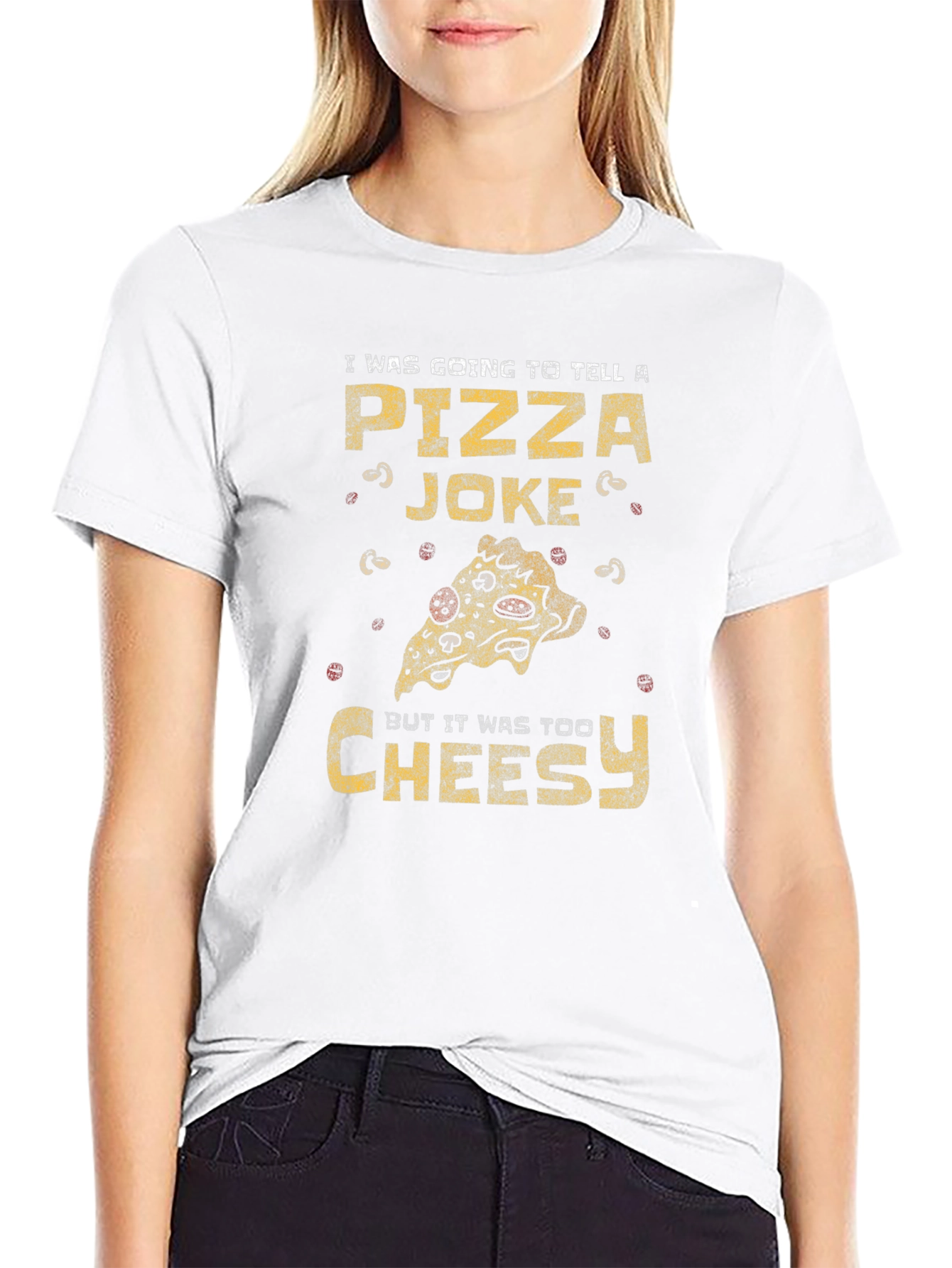Black Pizza Joke T-Shirt - Too Cheesy Funny Graphic Tee view 9