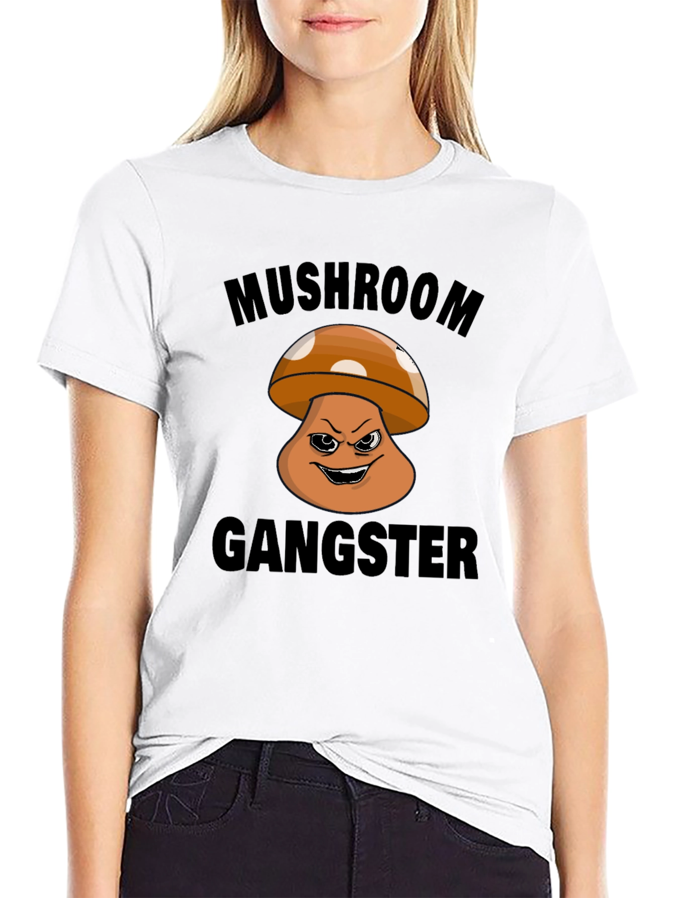 Black Mushroom Gangster Graphic T-Shirt - Black view 9
