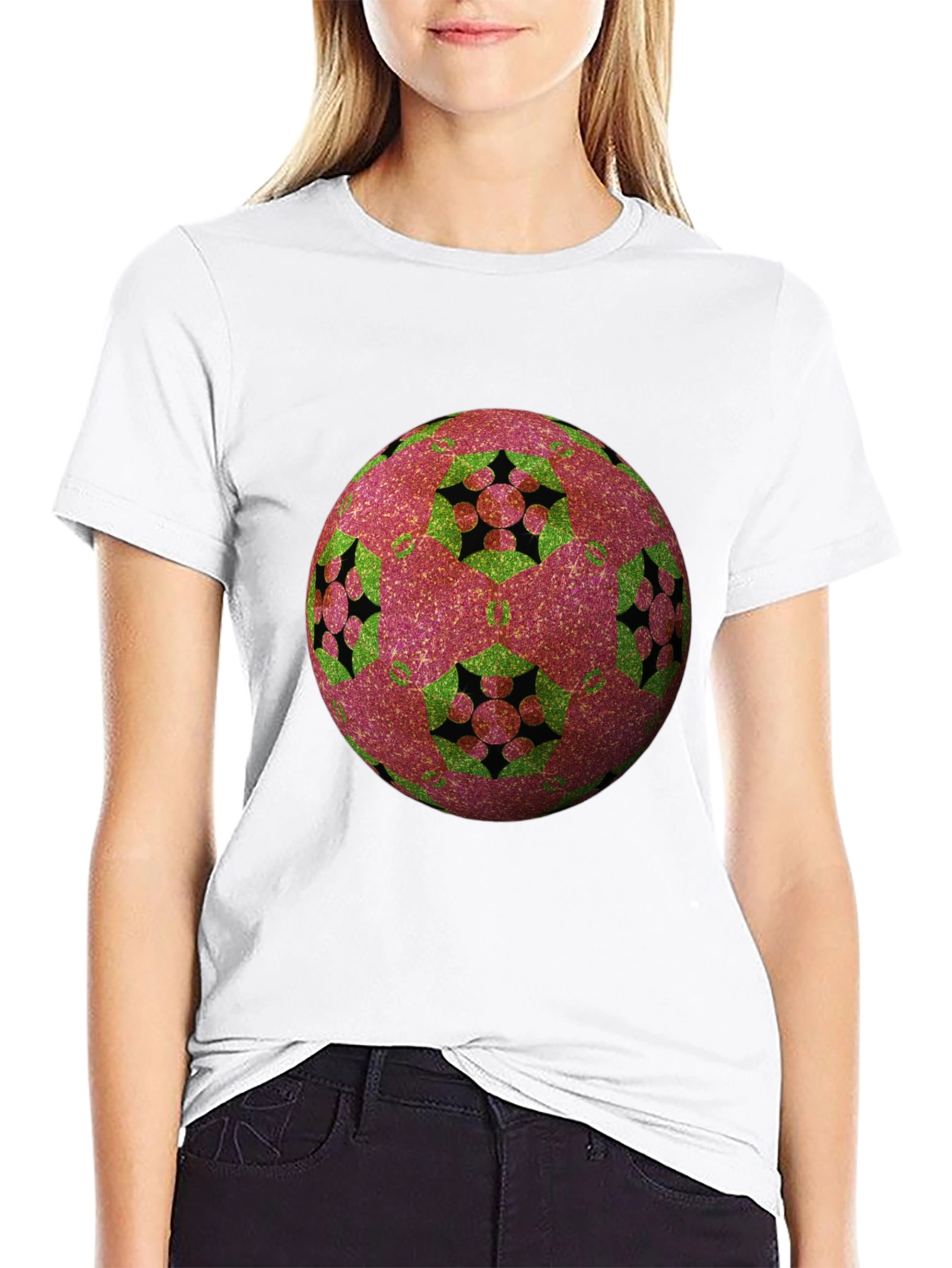 Black Abstract Orb Design Tee view 9