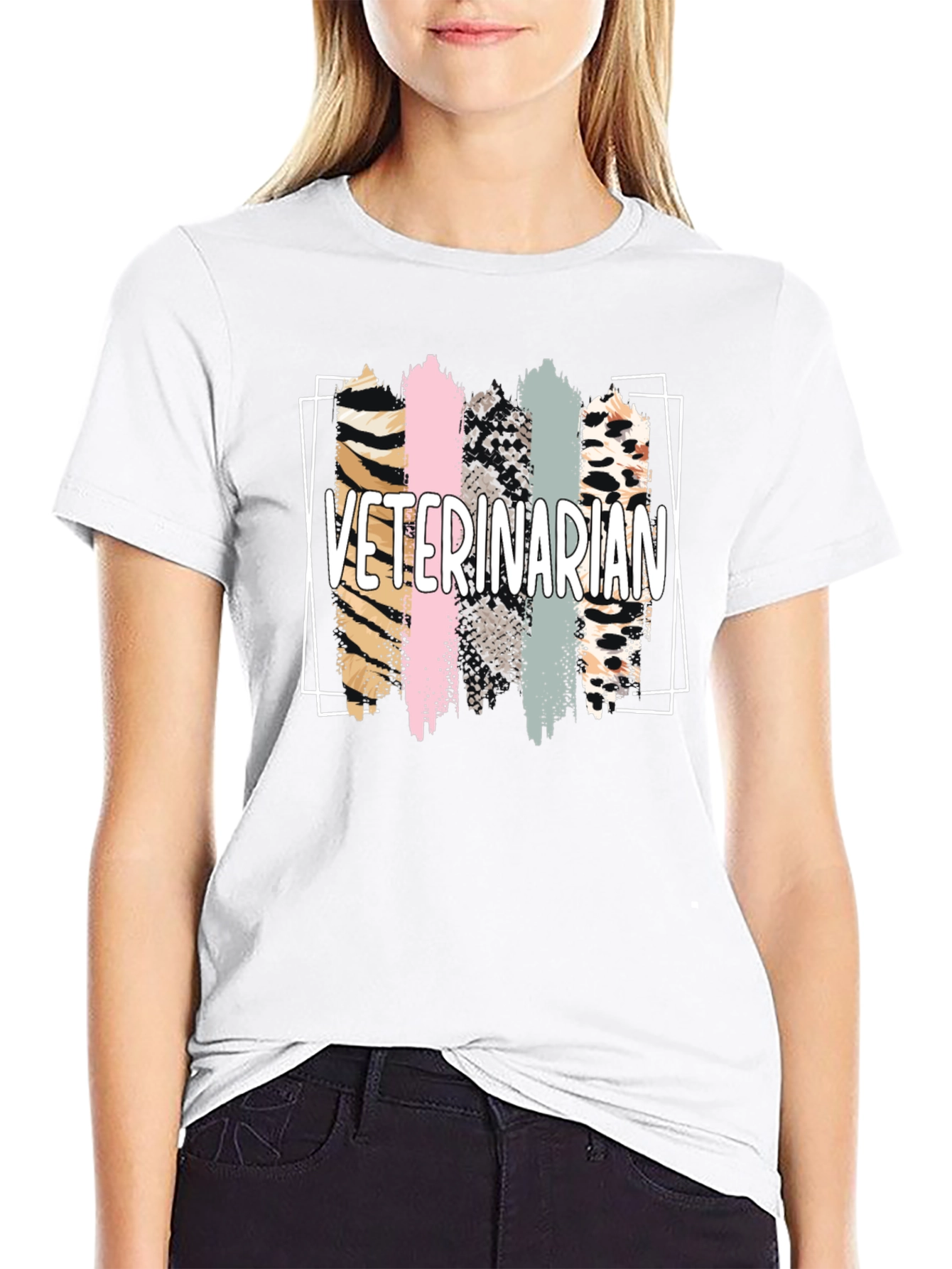 Black Veterinarian Animal Print T-Shirt view 9