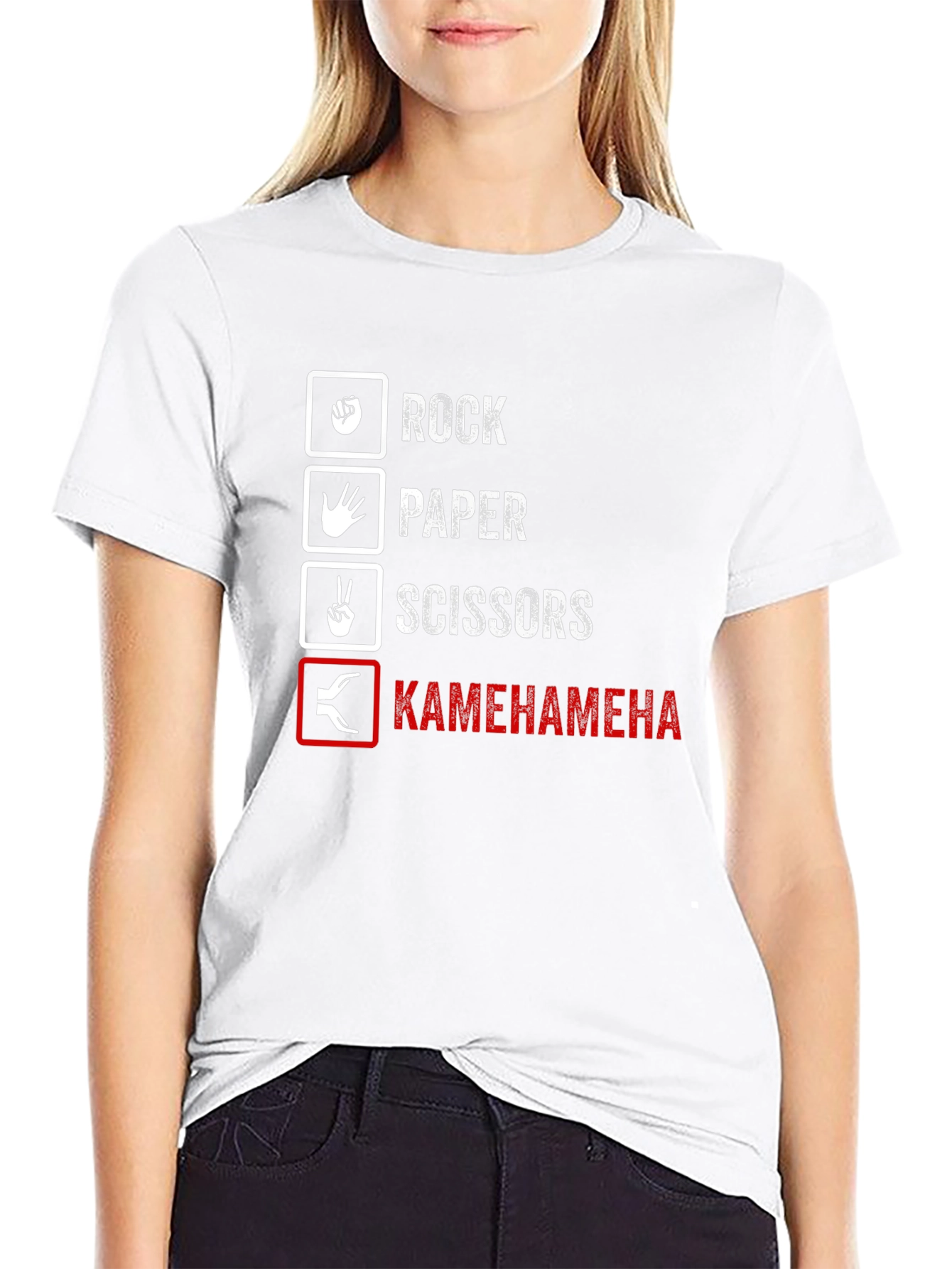 Black Rock Paper Scissors Kamehameha Funny T-Shirt view 9