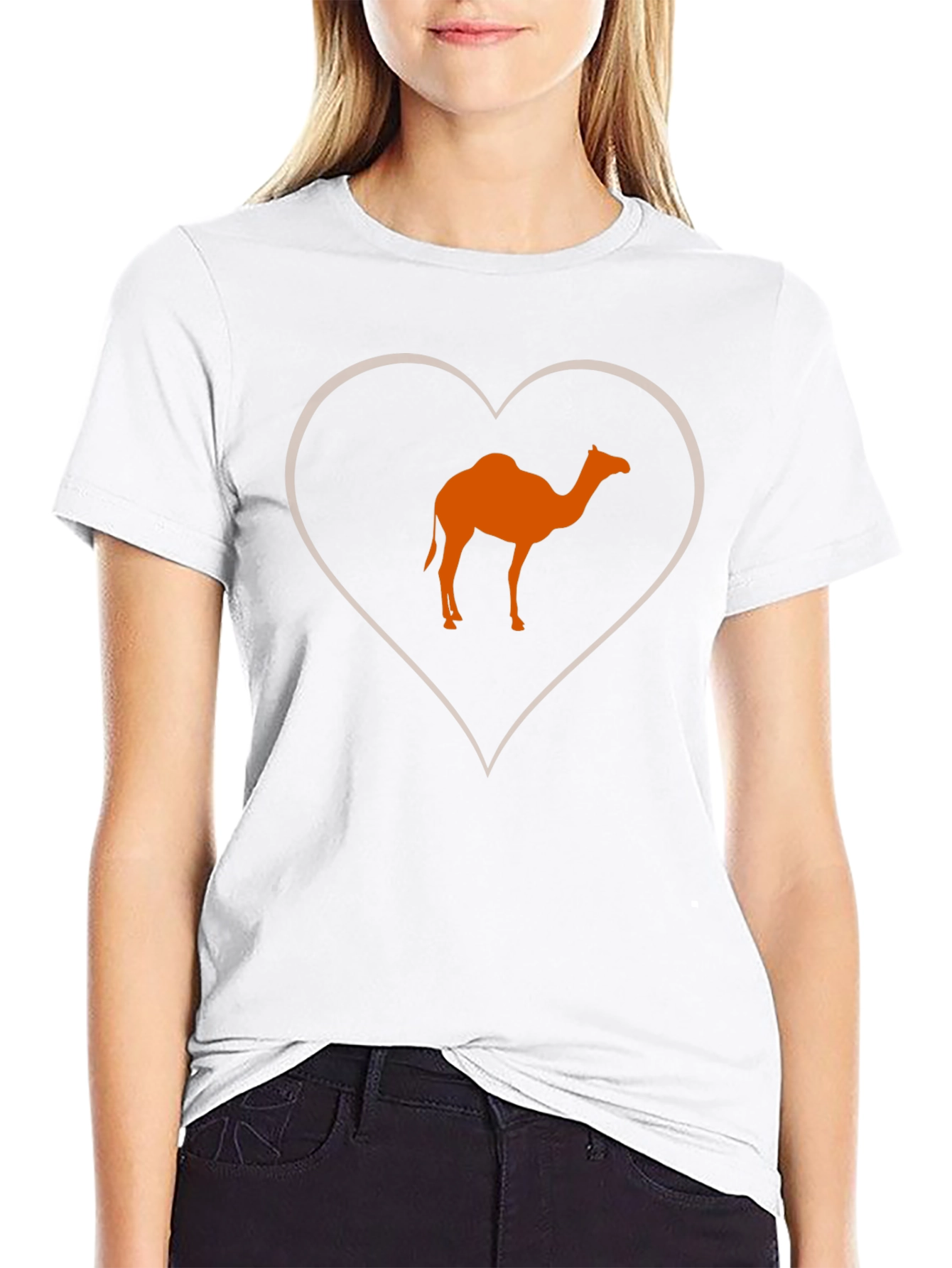 Black Camel Love Heart T-Shirt - Black Cotton Tee view 9