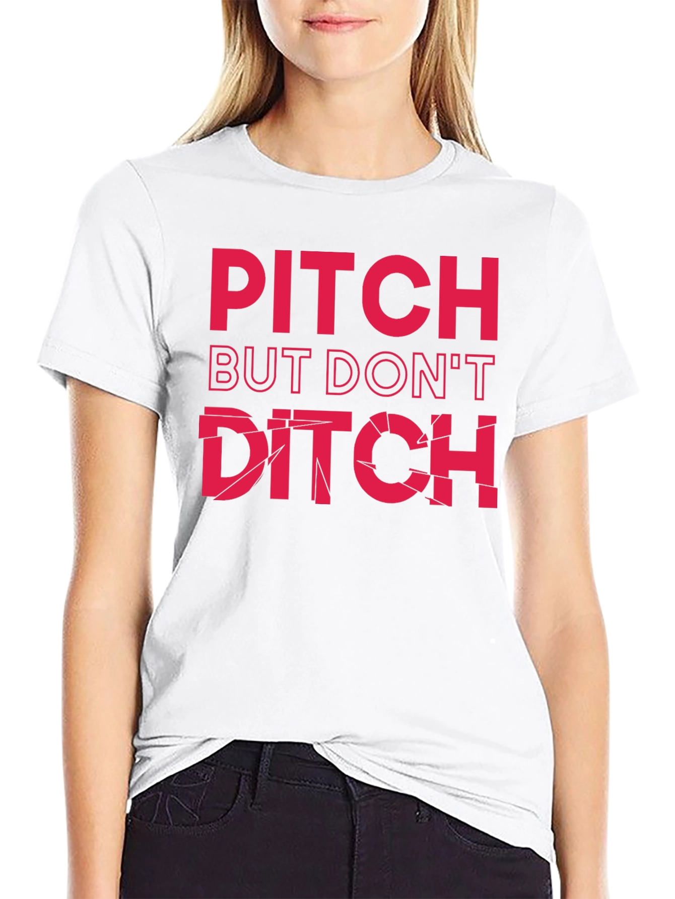 Black Pitch But Don't Ditch Graphic Tee view 9