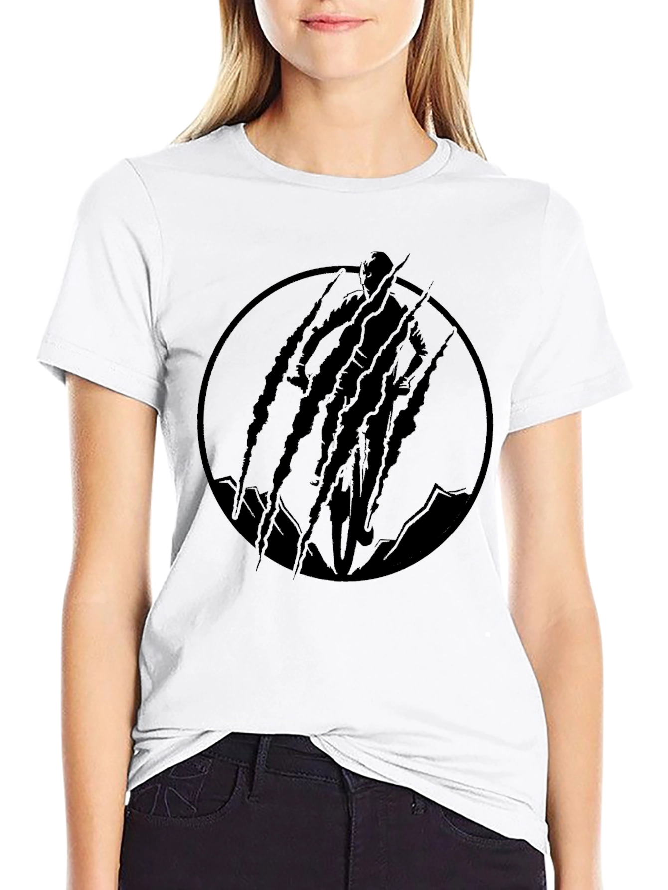 Black Men's Black Graphic T-Shirt - Claw Design view 9