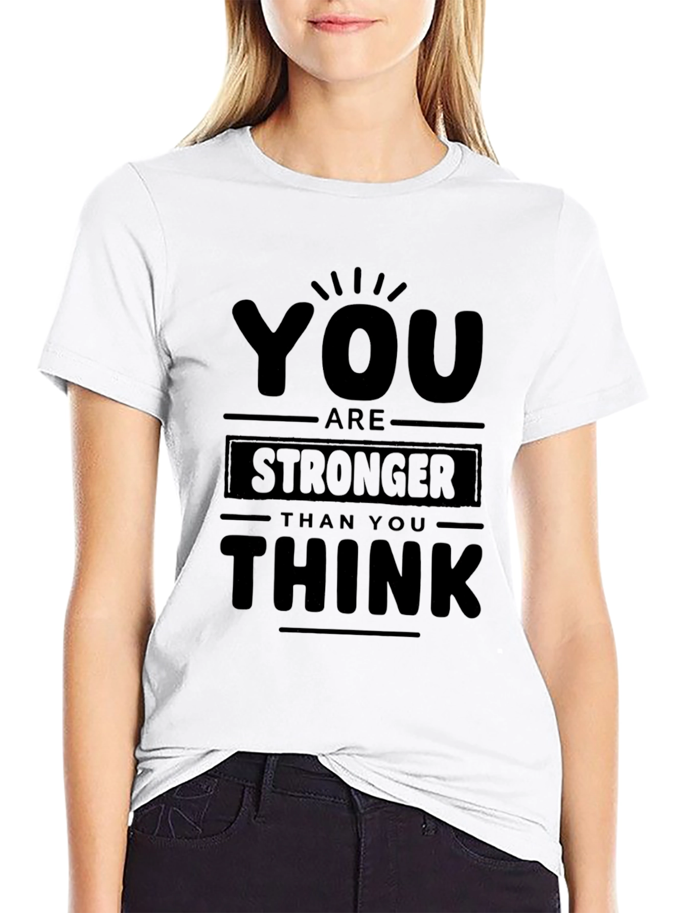 Black Inspirational "You are Stronger" Black T-Shirt view 9