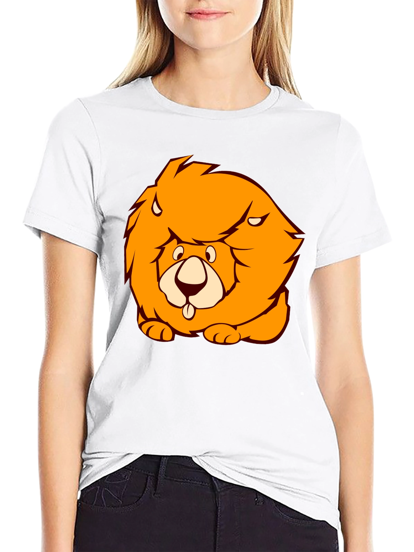 Black Lion Cartoon Graphic Black T-Shirt view 9