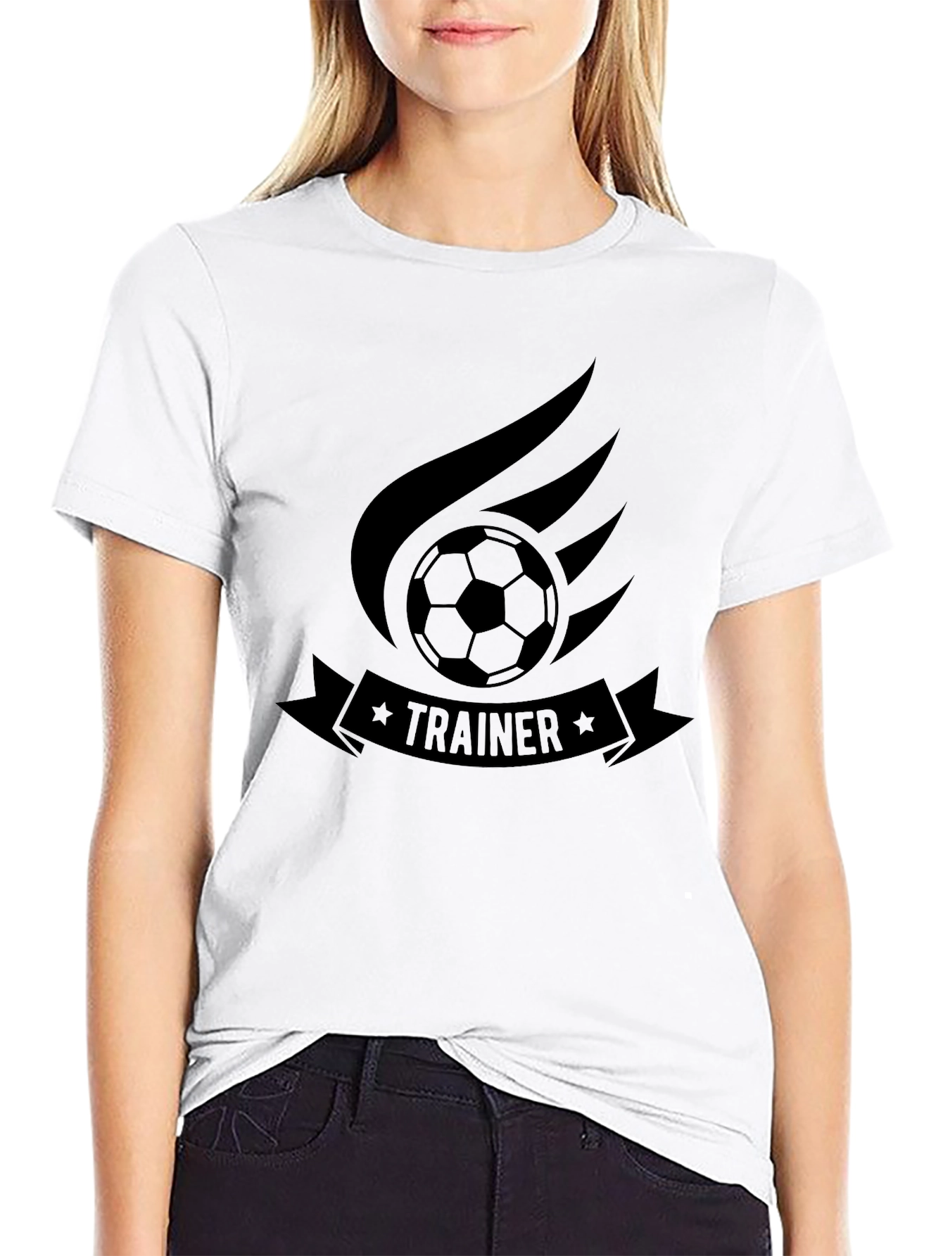 Black Soccer Trainer Graphic T-Shirt - Black Cotton Tee view 9