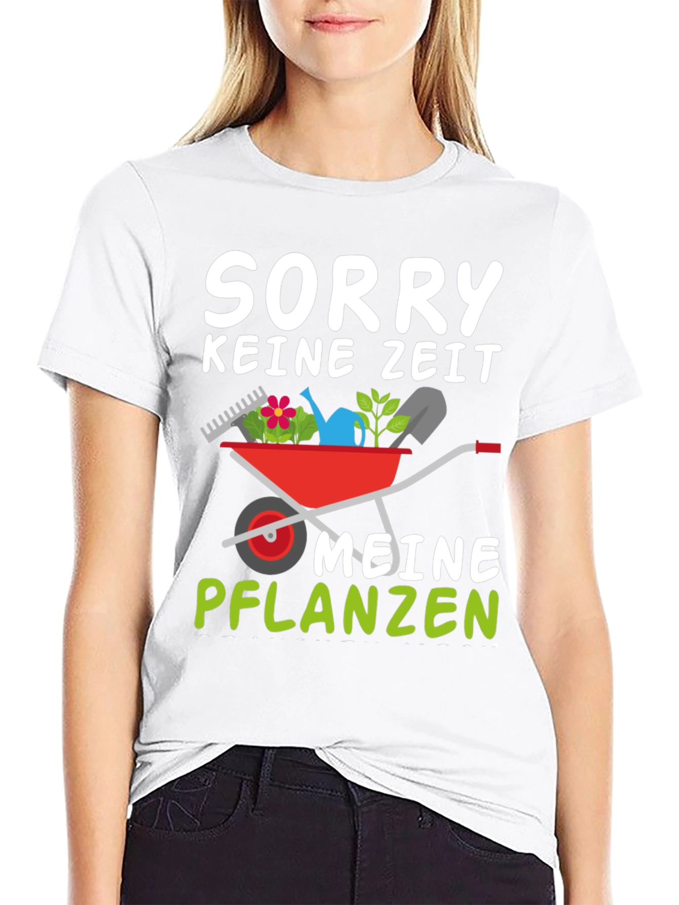 Black Gardening T-Shirt: Sorry, No Time, My Plants view 9
