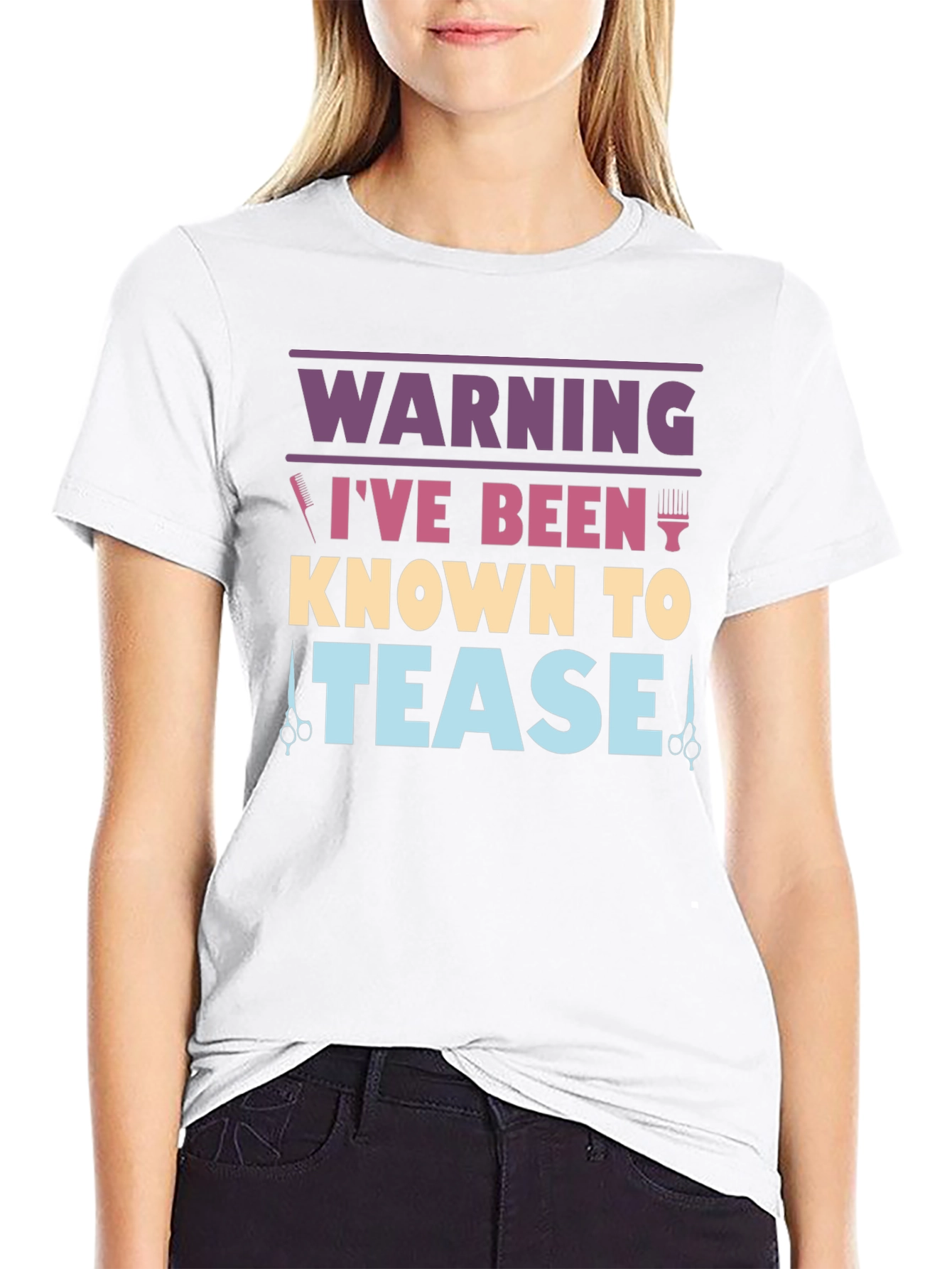 Black Warning I've Been Known To Tease Barber/Hair Stylist Graphic Tee view 9