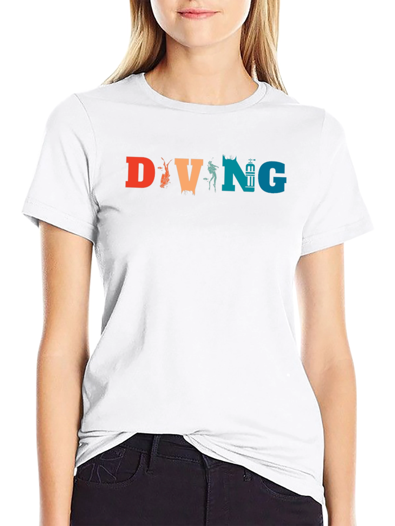 Black Retro Diving T-Shirt view 9