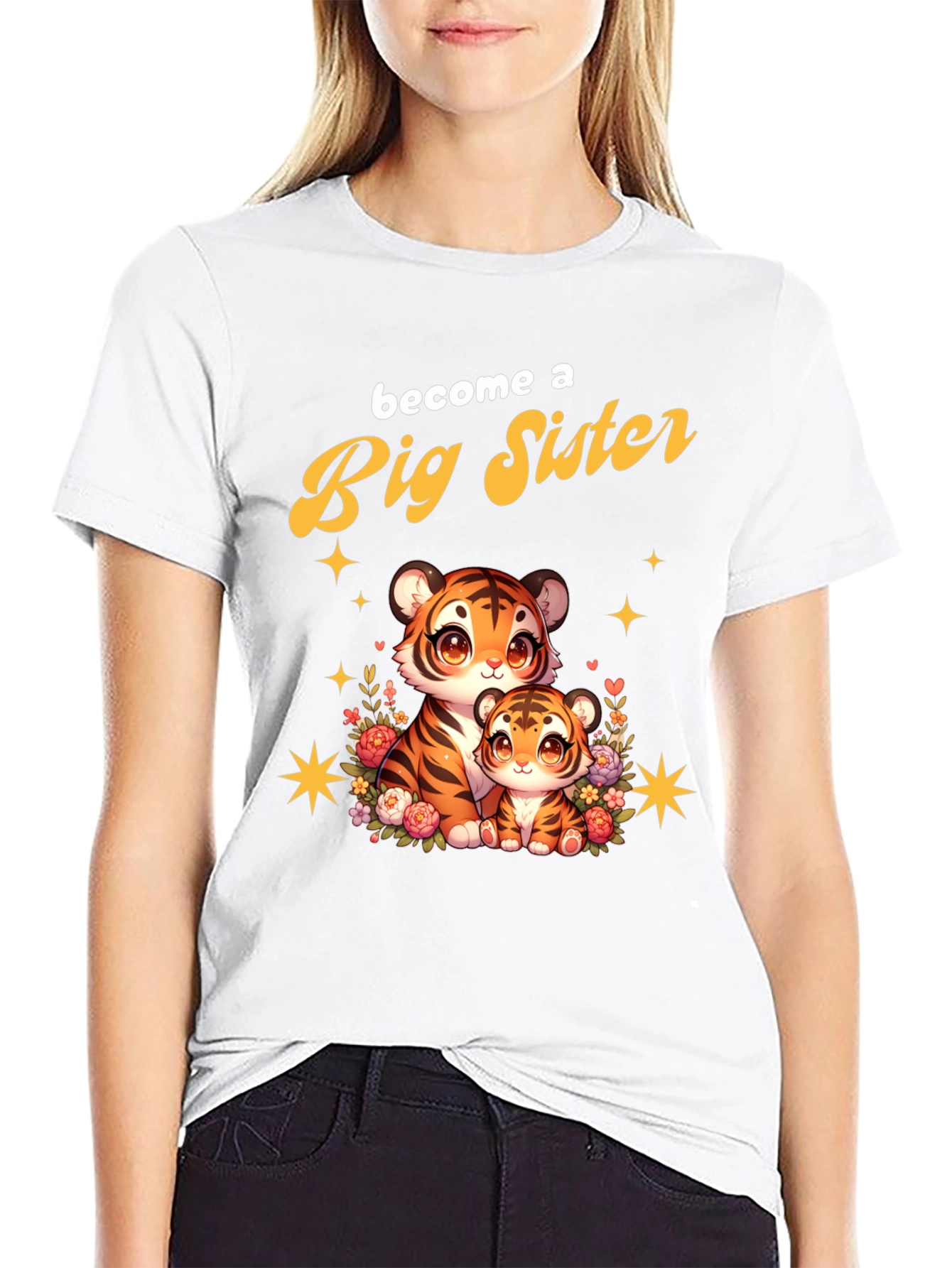 Big Sister Tiger Cub T-Shirt Cute Animal Tee - 9