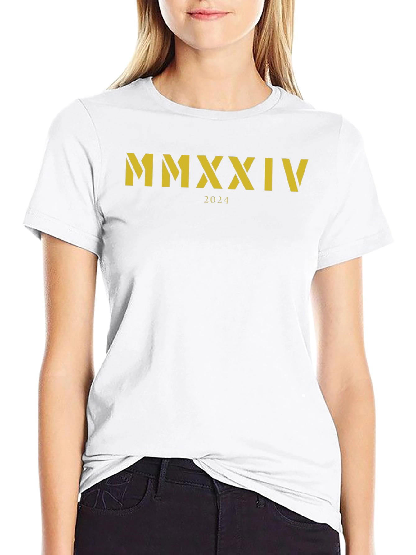 Black MMXXIV 2024 Roman Numerals Black T-Shirt view 9