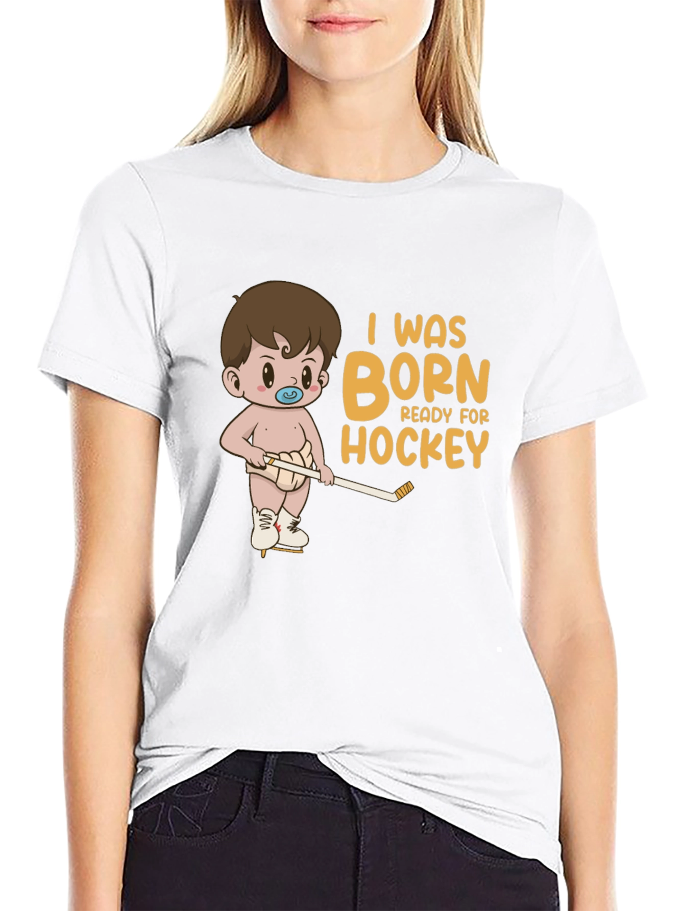 Black Born Ready for Hockey Graphic T-Shirt view 9