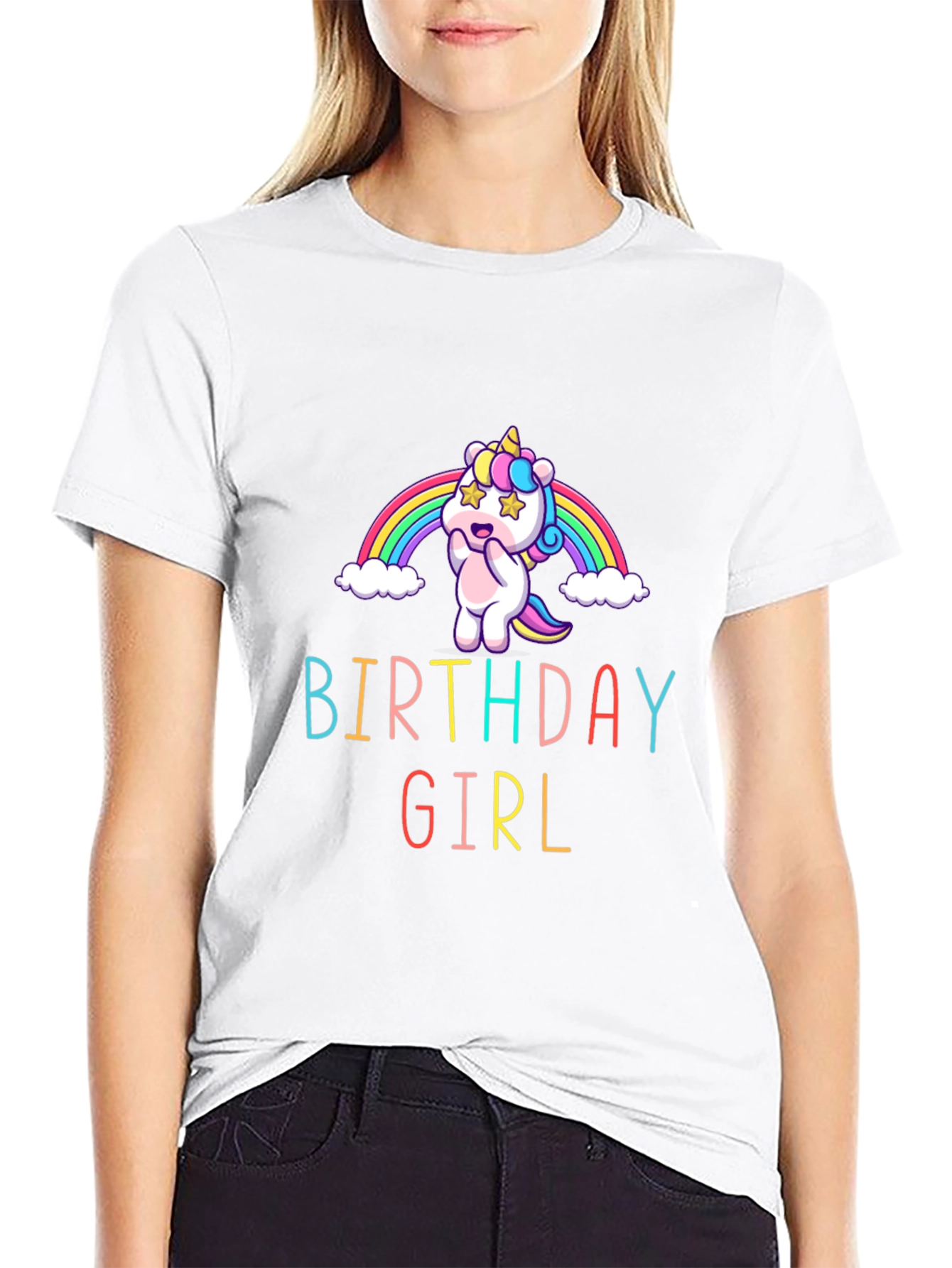 Black Birthday Girl Unicorn Graphic Tee view 9