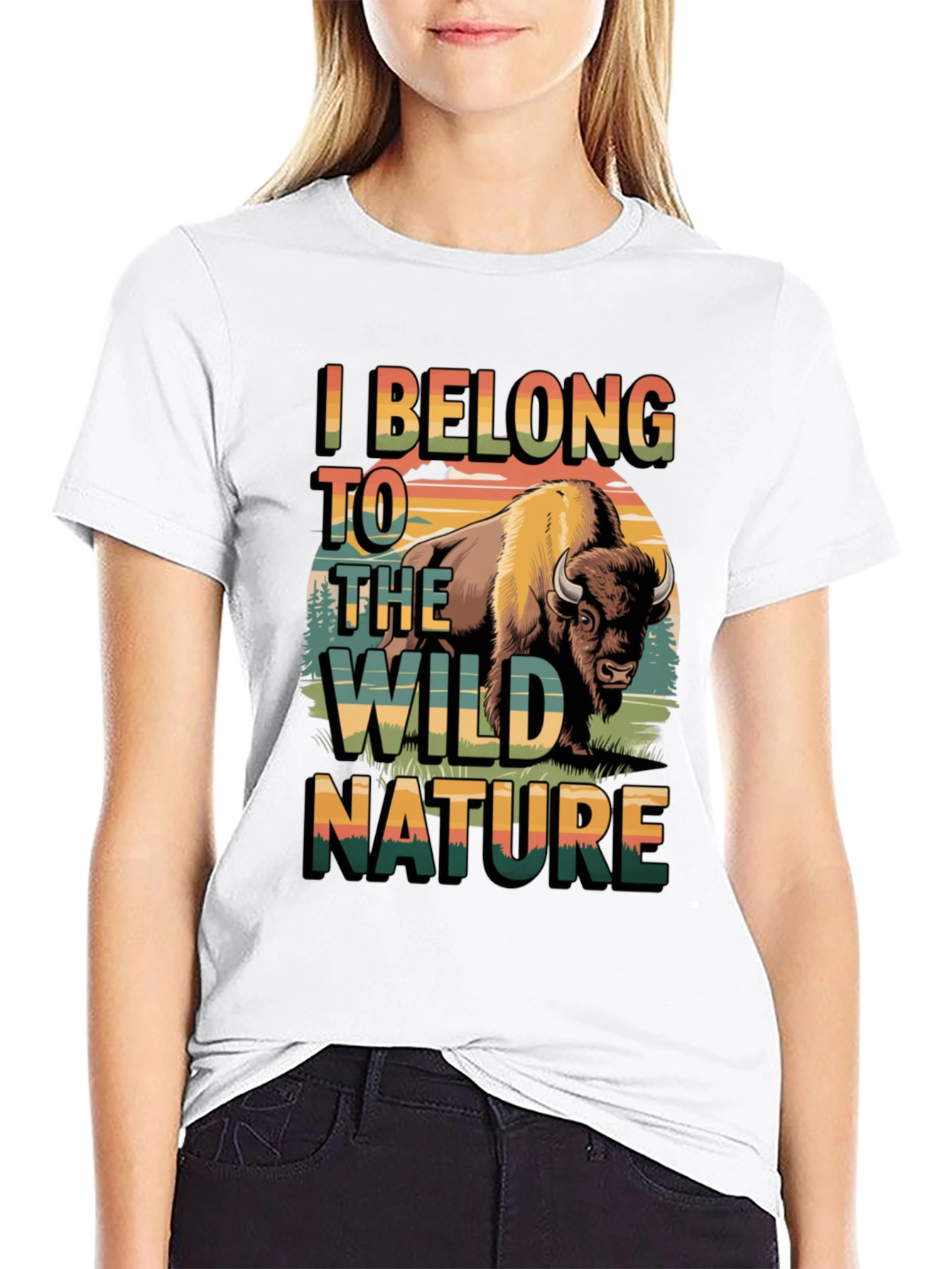 Black Wild Nature Bison Graphic Tee - Men's Black T-Shirt view 9