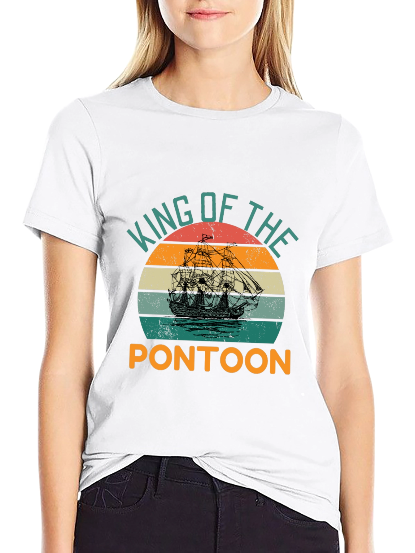 Black King of the Pontoon Graphic T-Shirt view 9