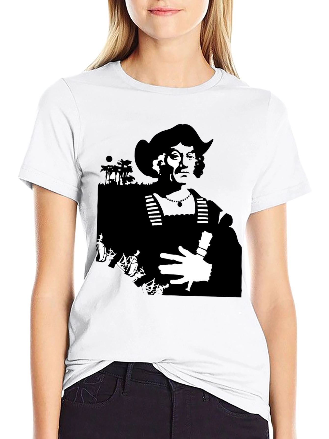 Black Silhouette Graphic Tee - Black Cotton Blend view 9