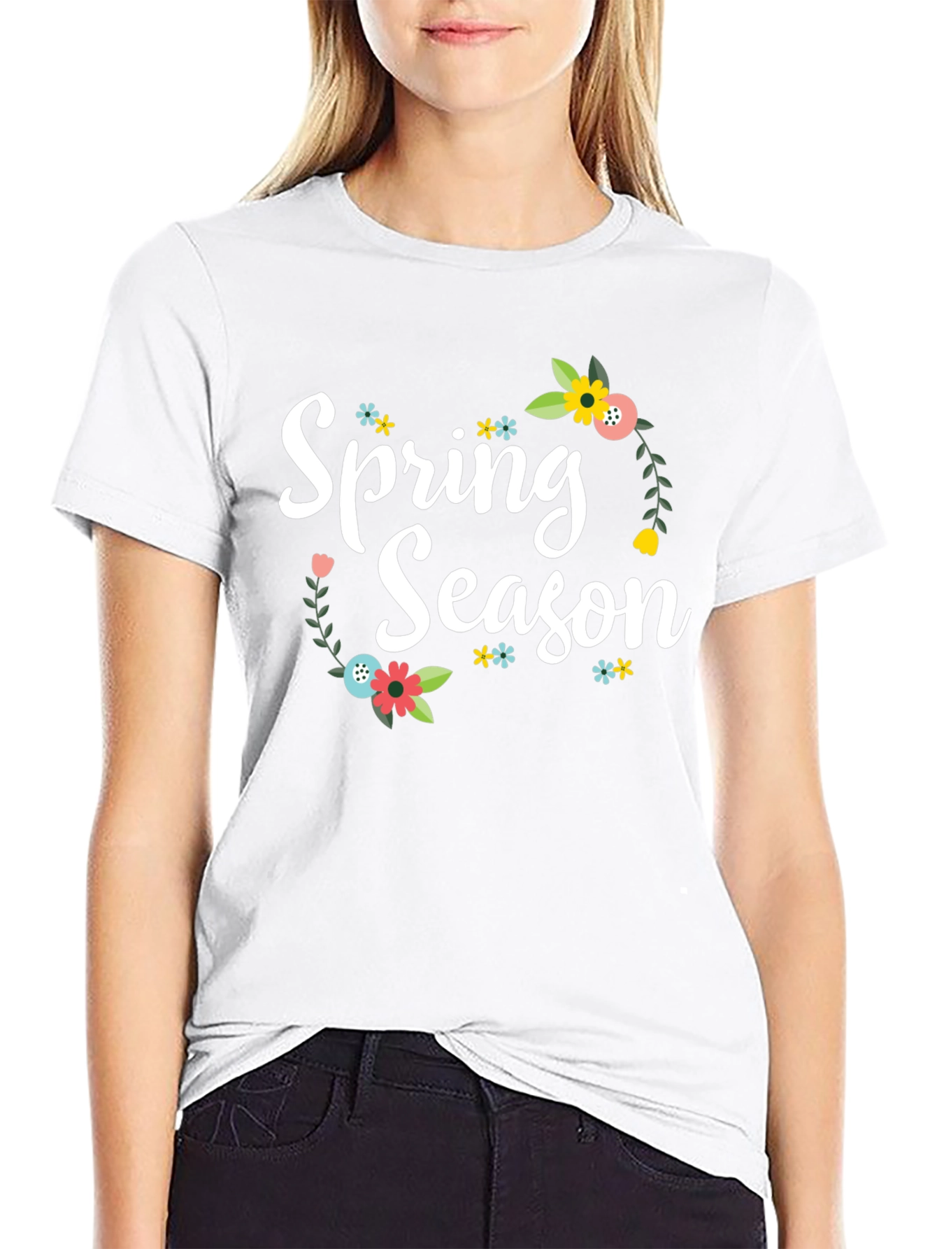 Black Spring Season Floral T-Shirt view 9