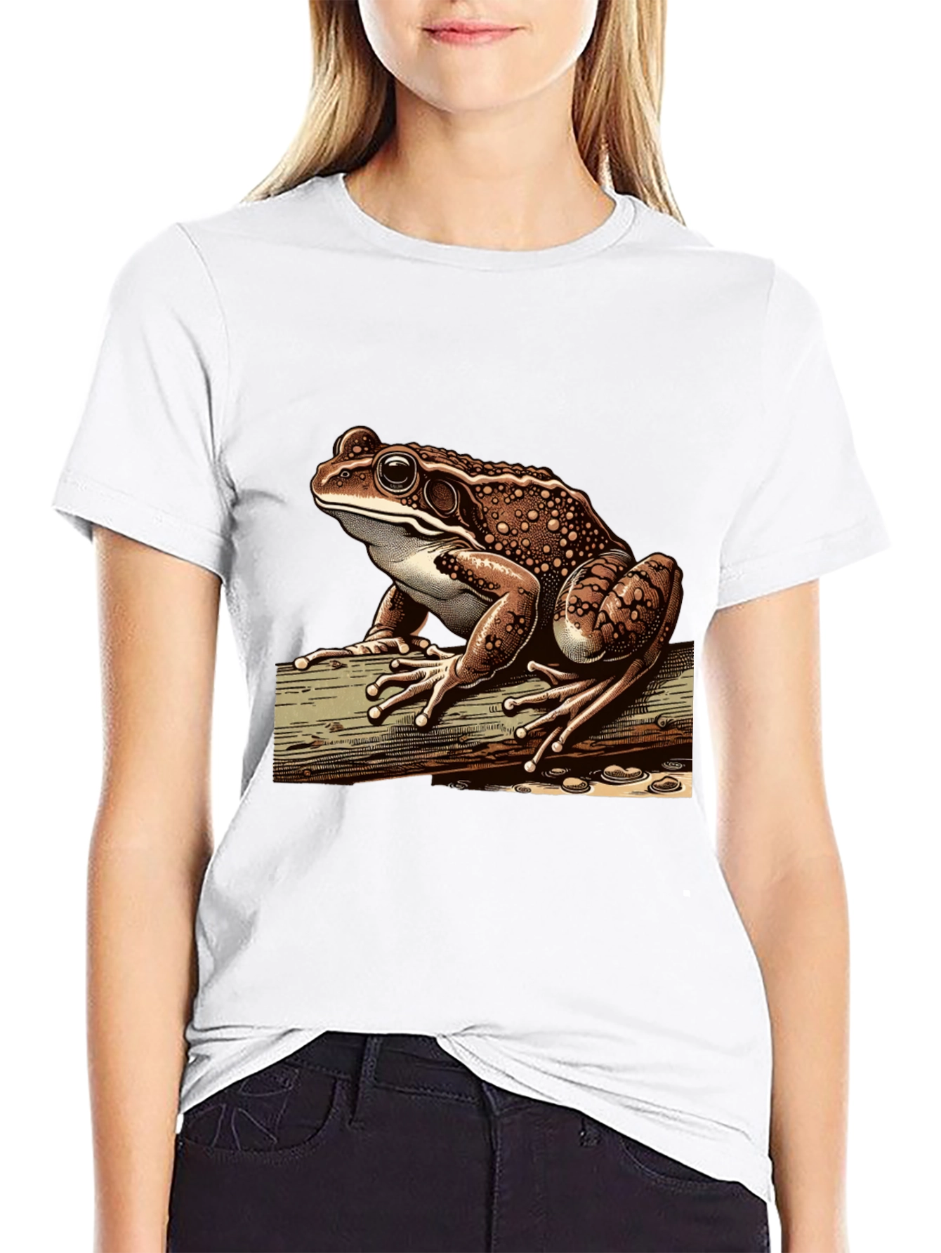 Black Frog Graphic Print Tee - Cool Nature Lover's Shirt view 9