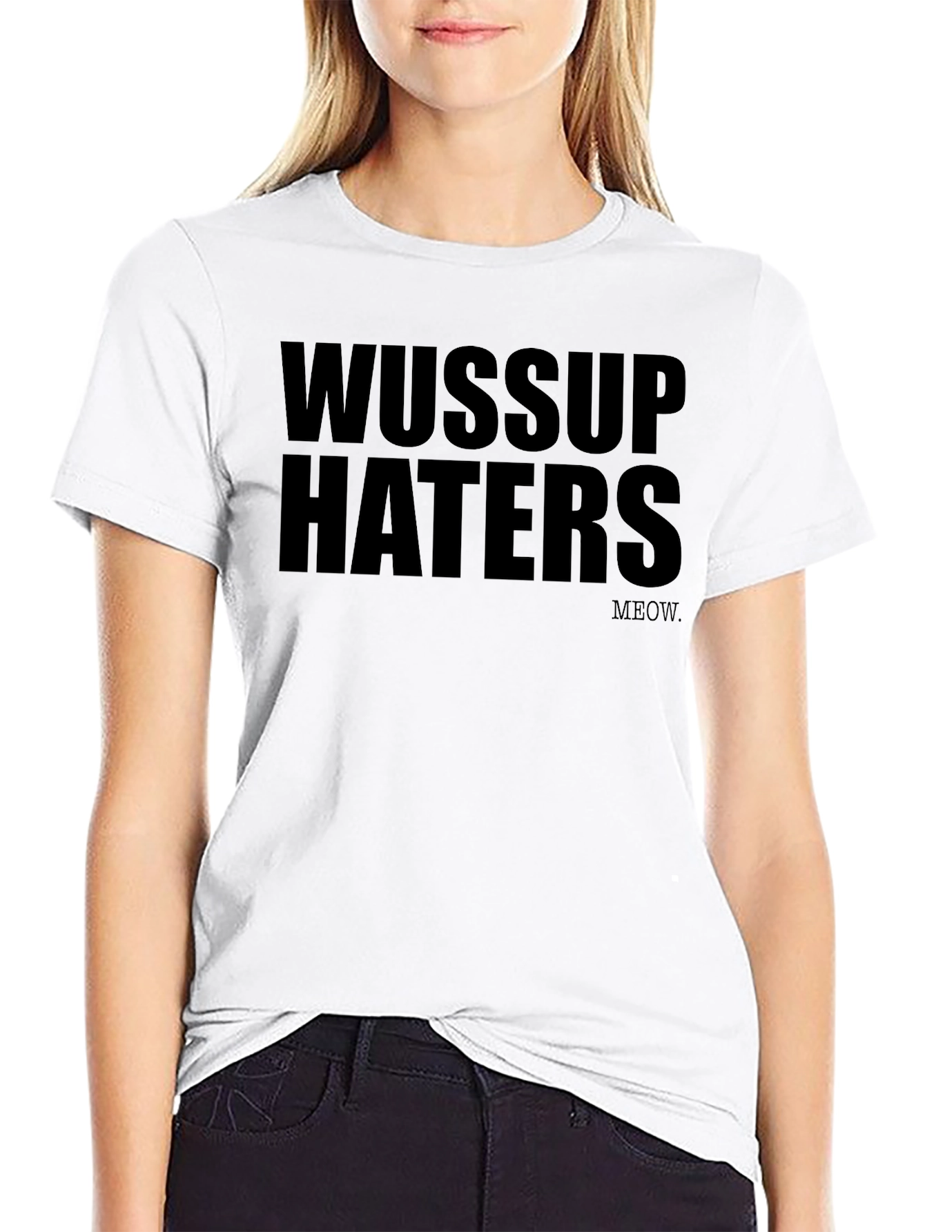 Black Wussup Haters Graphic Black T-Shirt view 9