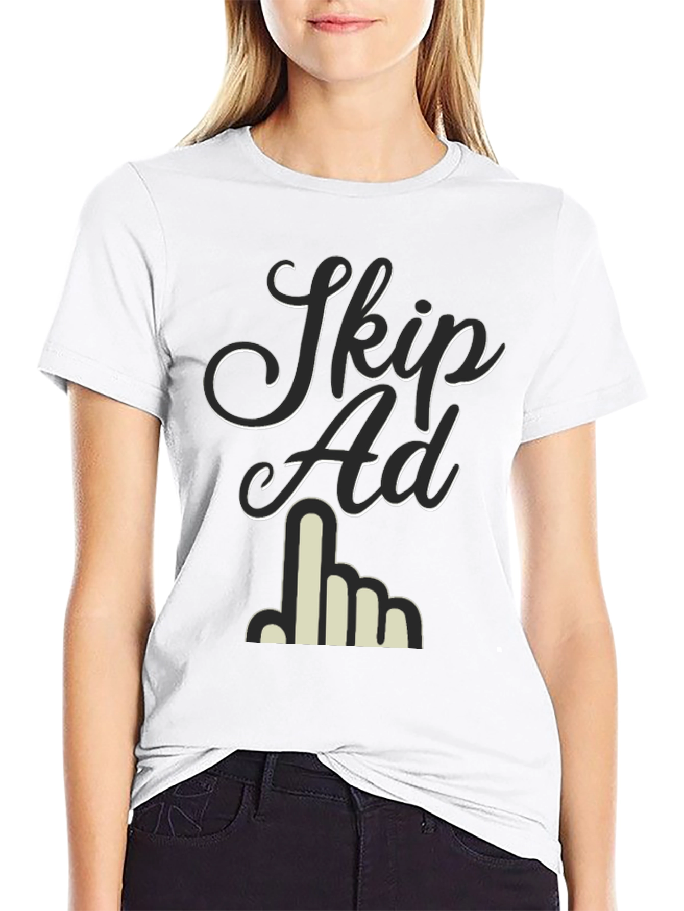 Black Skip Ad Graphic Tee - Funny Anti-Advertising Humor T-Shirt view 9