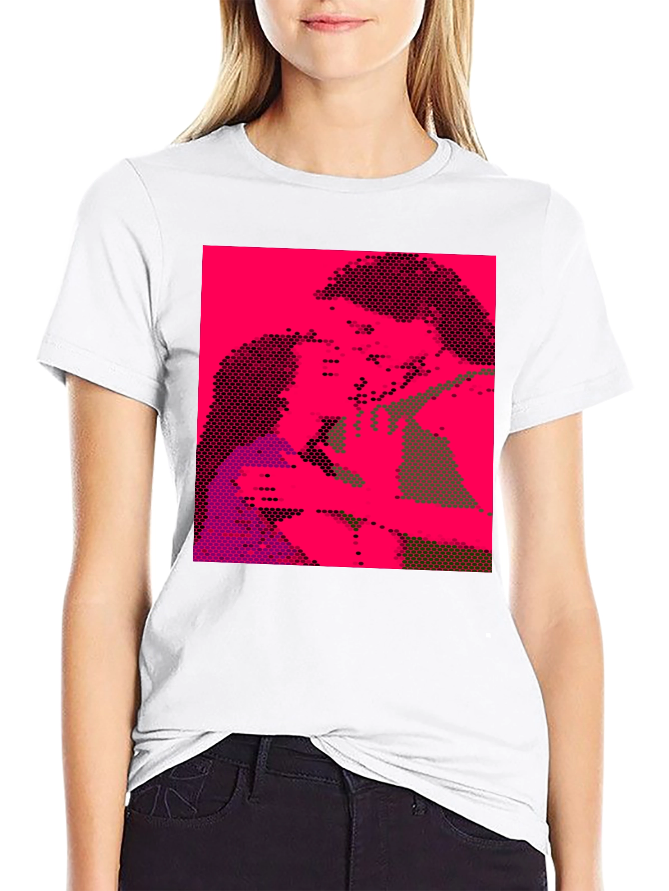 Black Pixelated Pop Art Graphic Tee - Black Unisex T-Shirt view 9