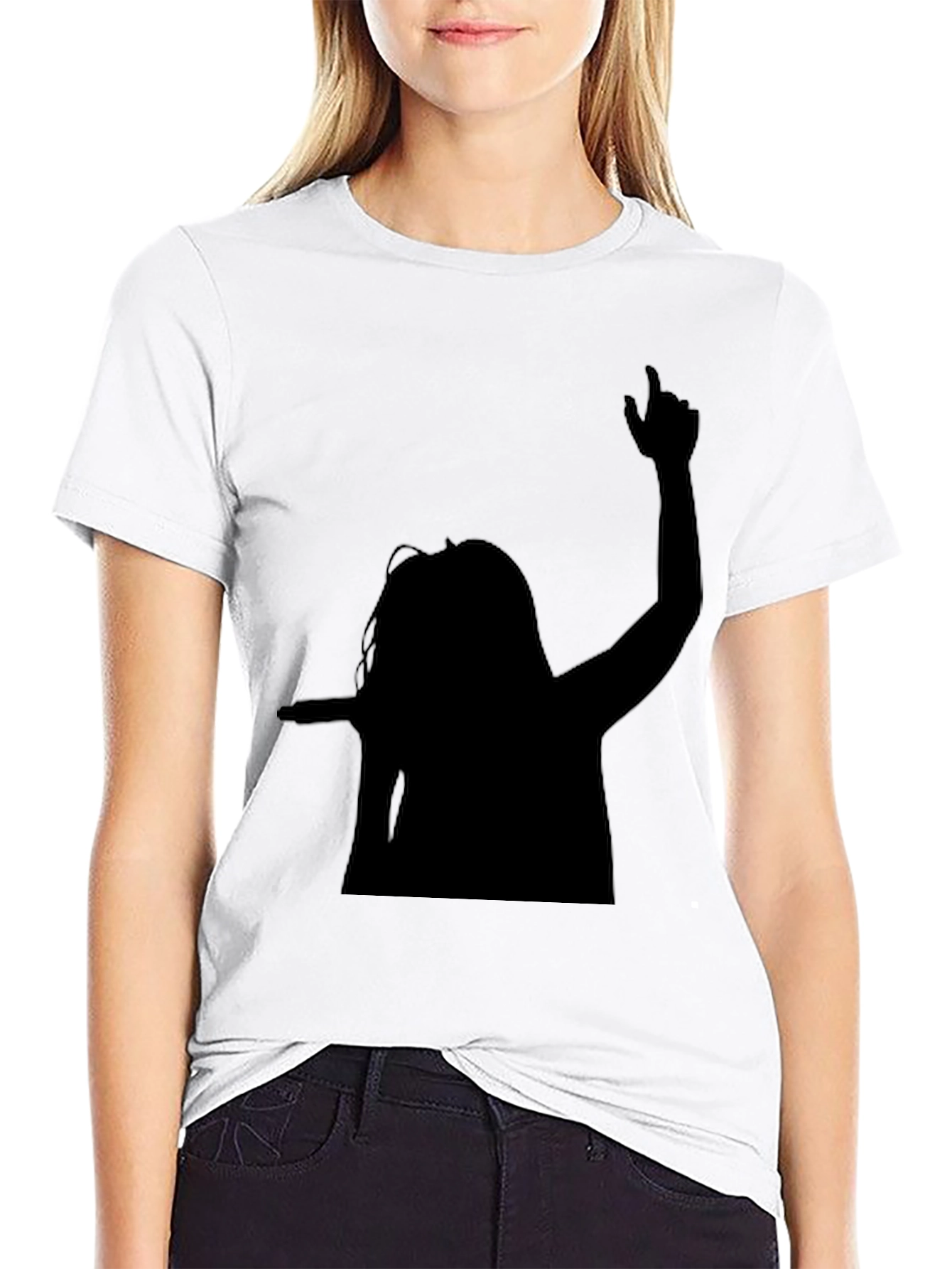 Black Silhouette Graphic Tee - Black Cotton Blend Shirt view 9